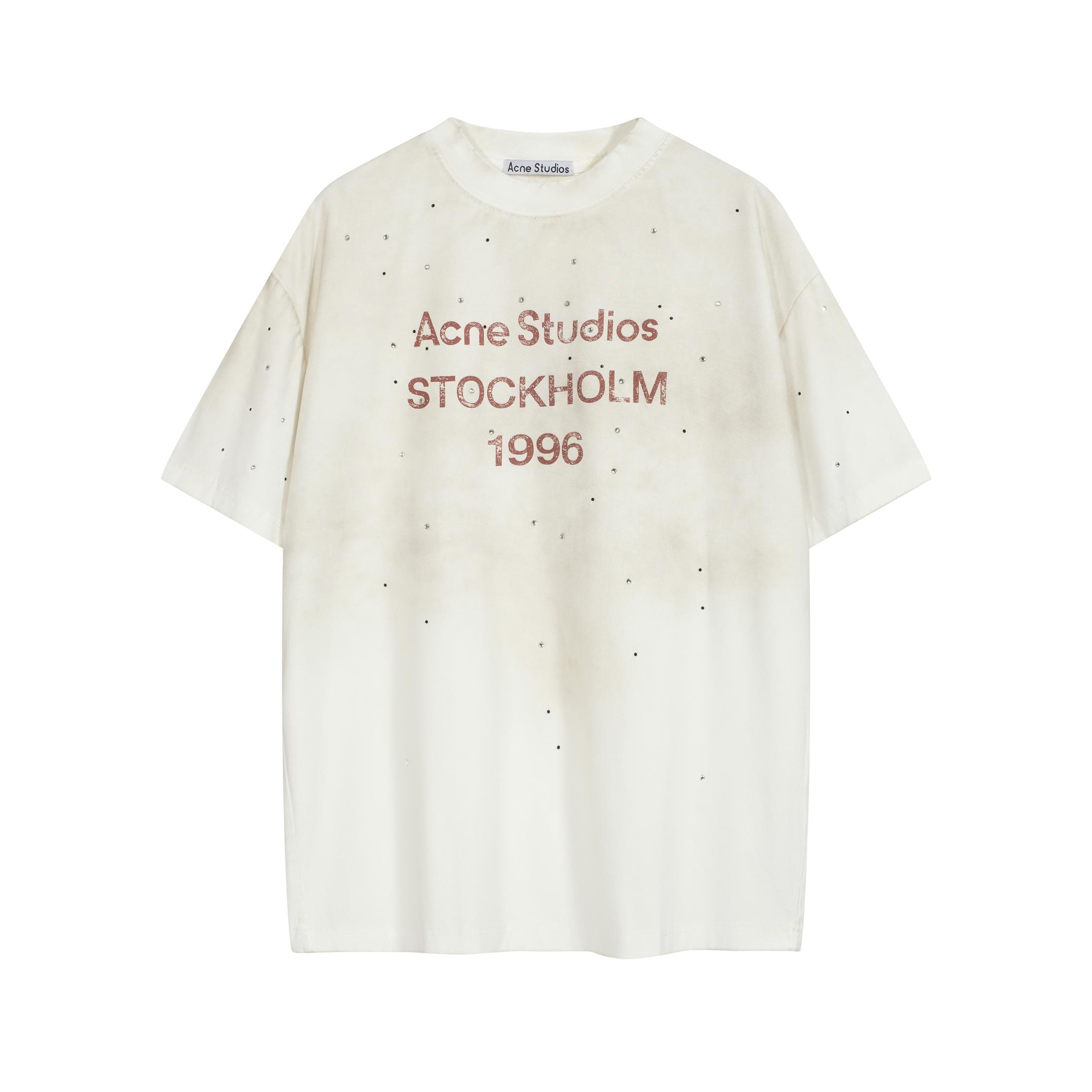 Acne Studios Light Blue Sprayed 1996 Logo T-Shirt - Unisex