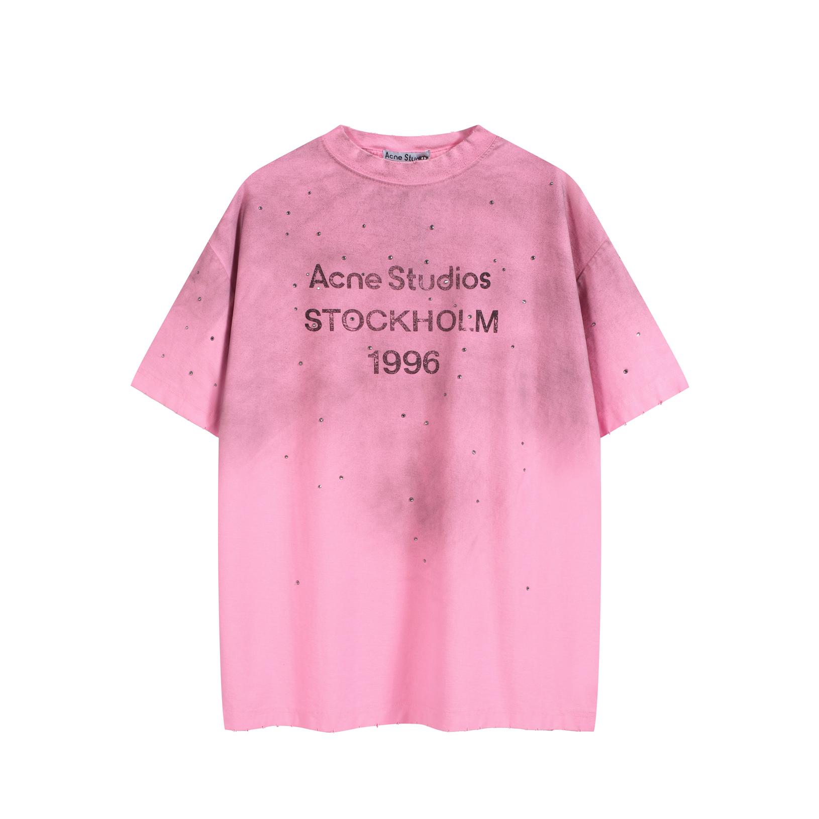Acne Studios Rhinestone 1996 T-Shirt - Grey Melange, Unisex