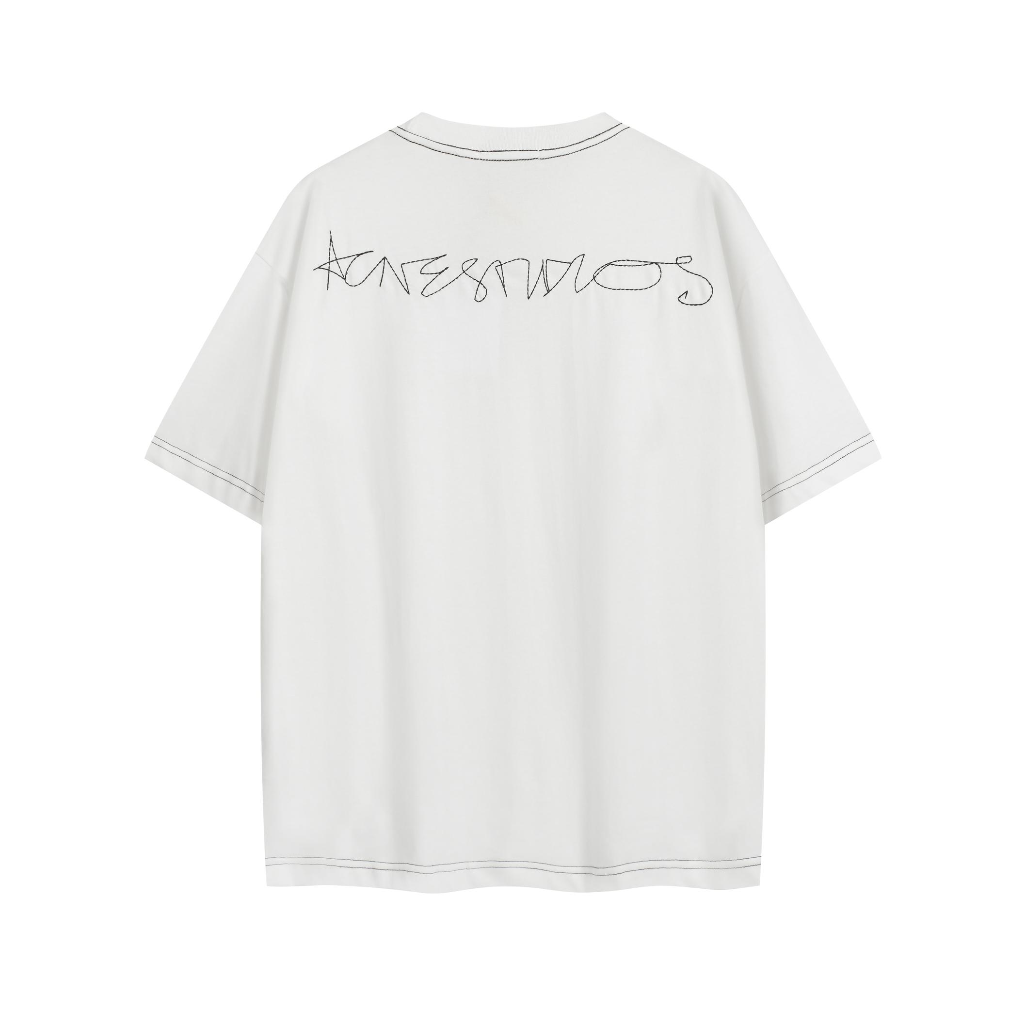 Acne Studios Rhinestone 1996 T-Shirt - White, Unisex Relaxed Fit