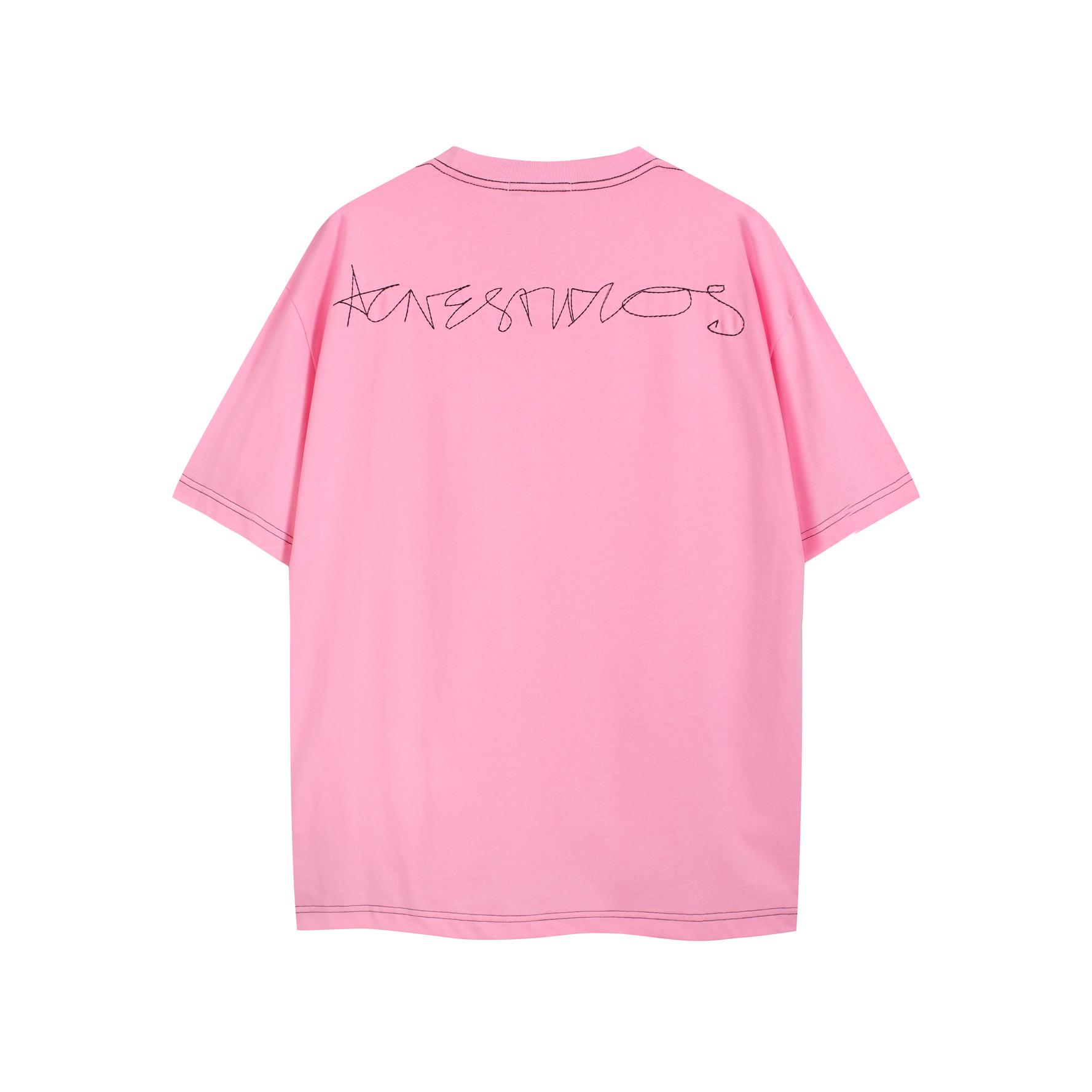 Acne Studios Bright Pink Oversized T-Shirt | Contrast Stitch