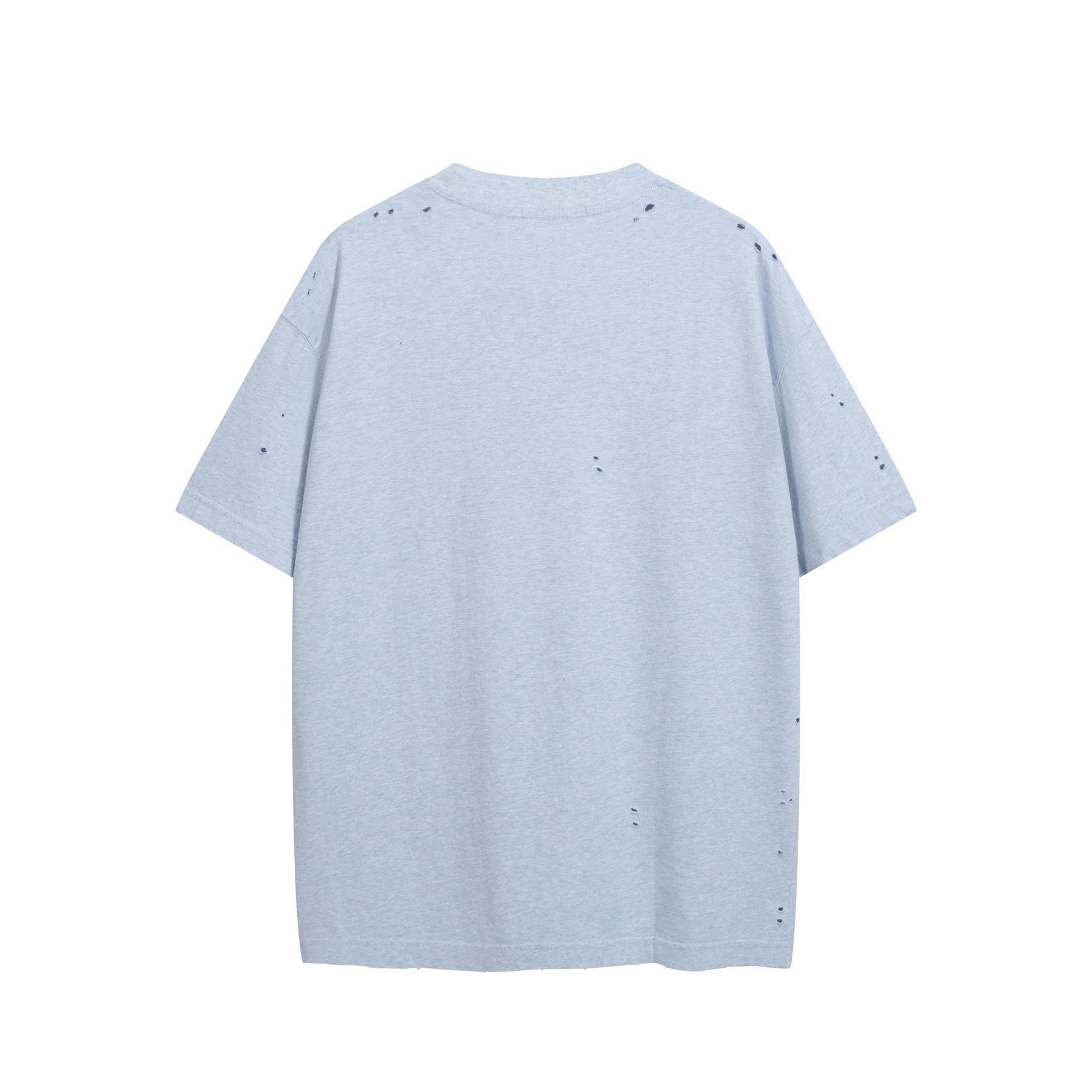 Acne Studios '1996 Stockholm' Distressed Logo T-Shirt - Sprayed Light Blue