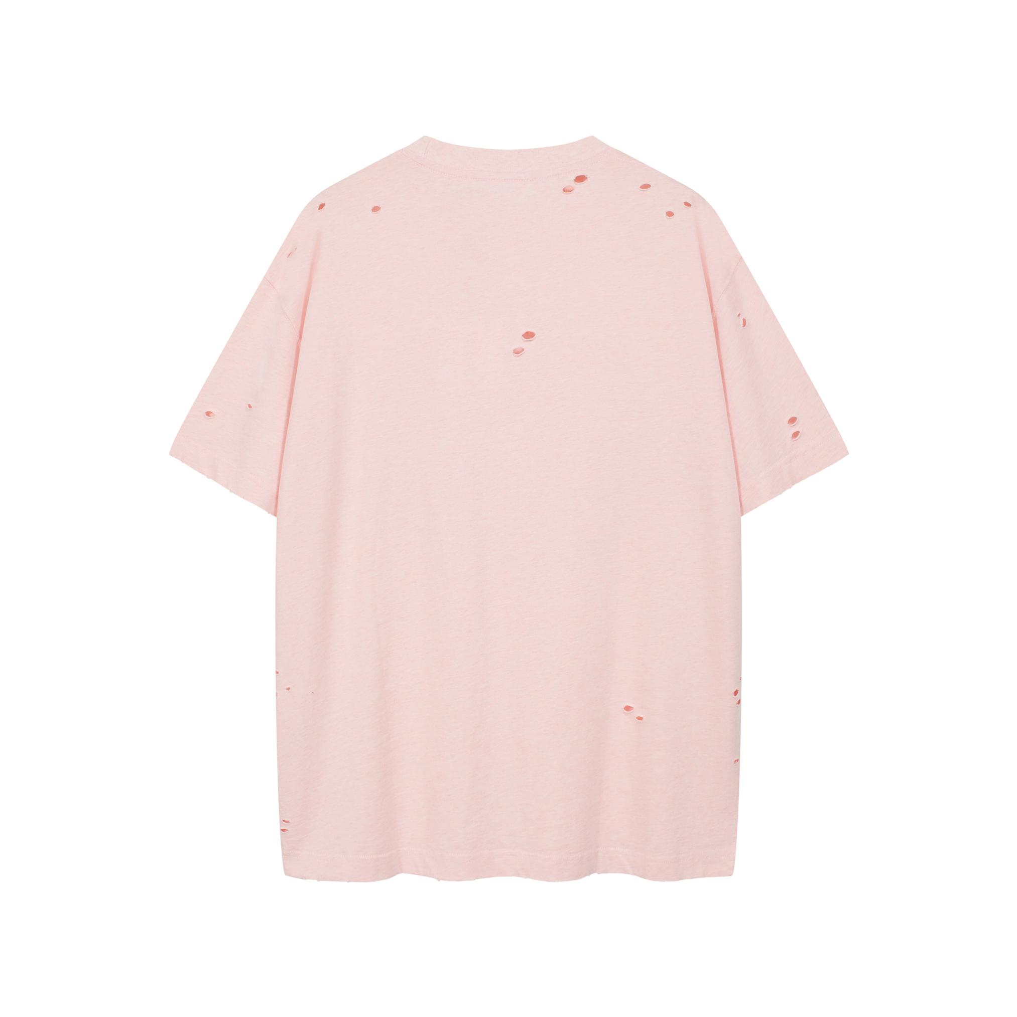 Acne Studios Distressed Stamp Logo T-Shirt - Pale Pink (47)