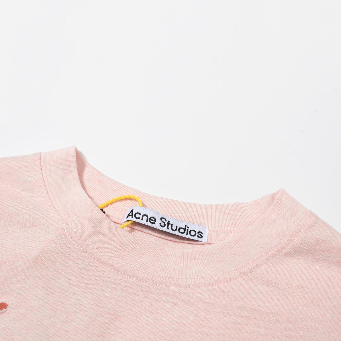 Acne Studios Distressed Stamp Logo T-Shirt - Pale Pink (47)
