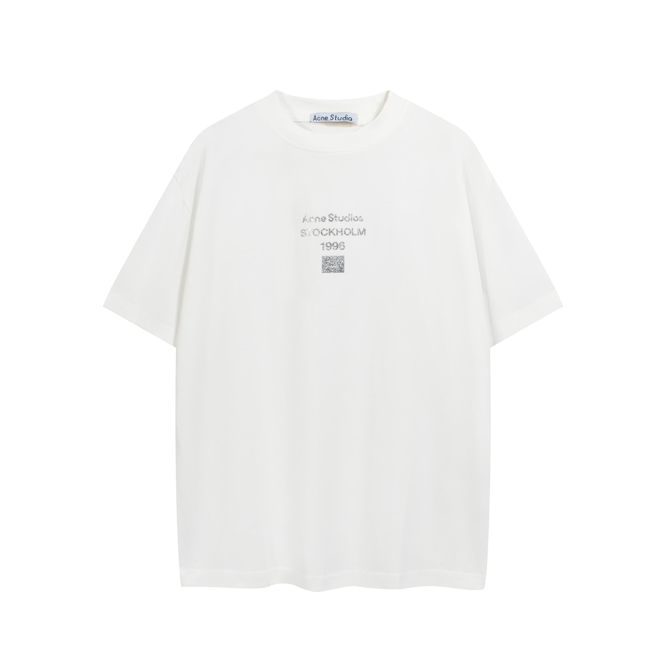 Acne Studios 1996 Logo Relaxed Fit T-Shirt - Dusty White
