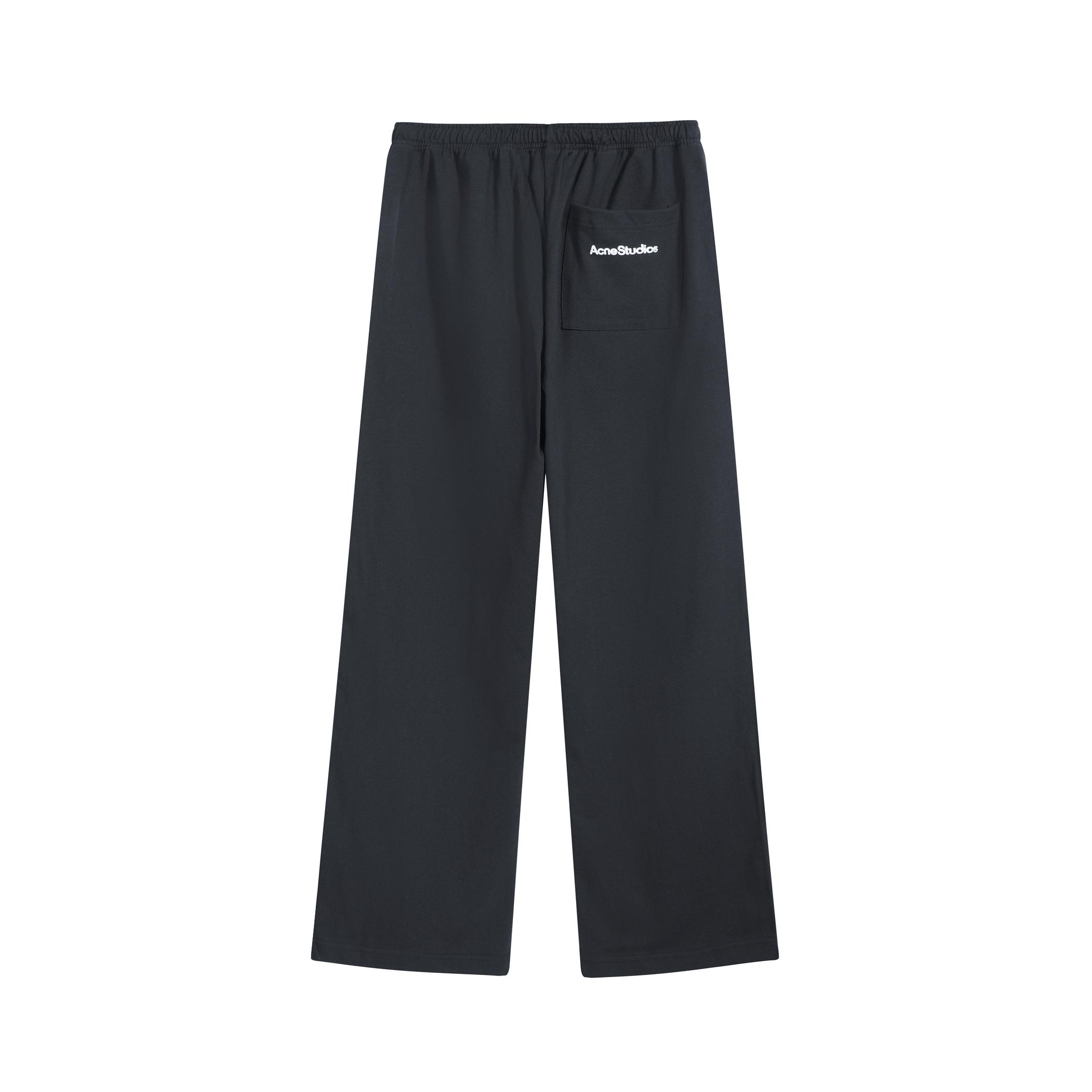Acne Studios Unisex Wide-Leg Elastic Waist Trousers Black