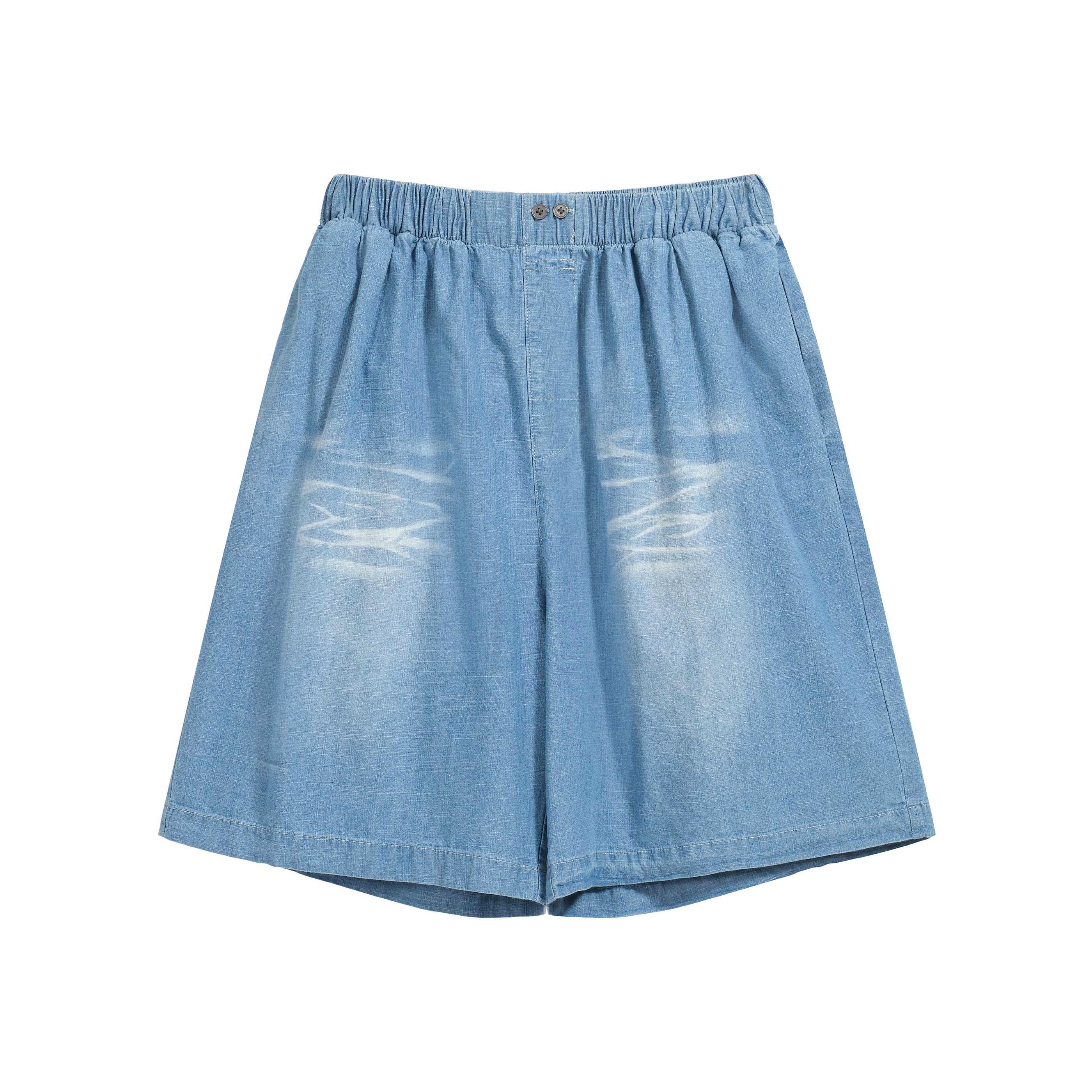 Acne Studios Elasticated Light Blue Denim Shorts - Pull-On Fit