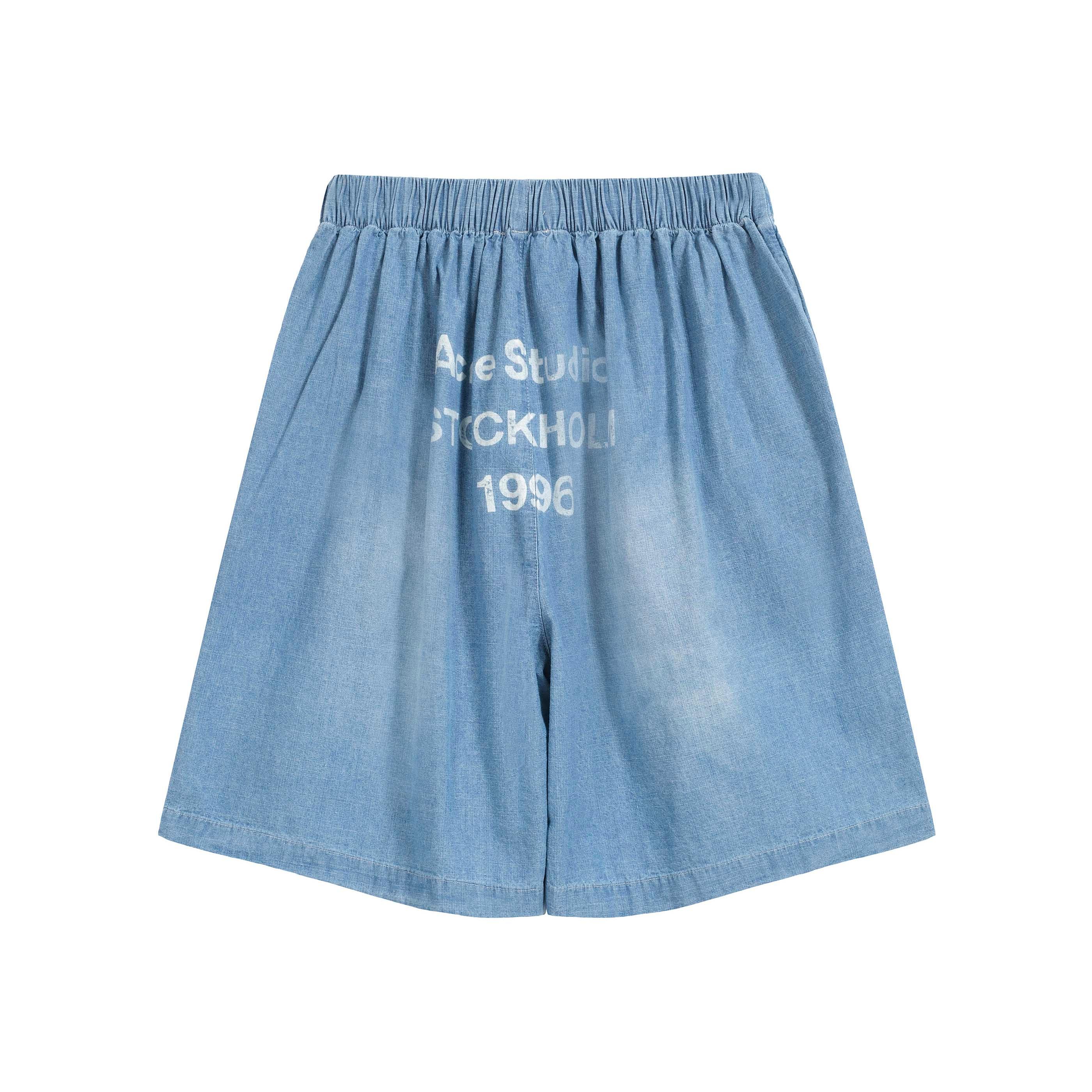Acne Studios Elasticated Light Blue Denim Shorts - Pull-On Fit