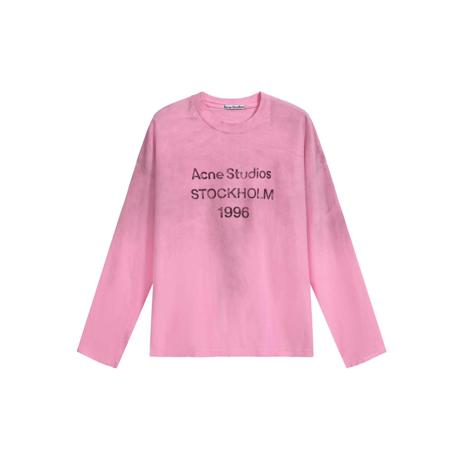 Acne Studios Unisex Washed Pink '1996' Logo Long-Sleeve Tee