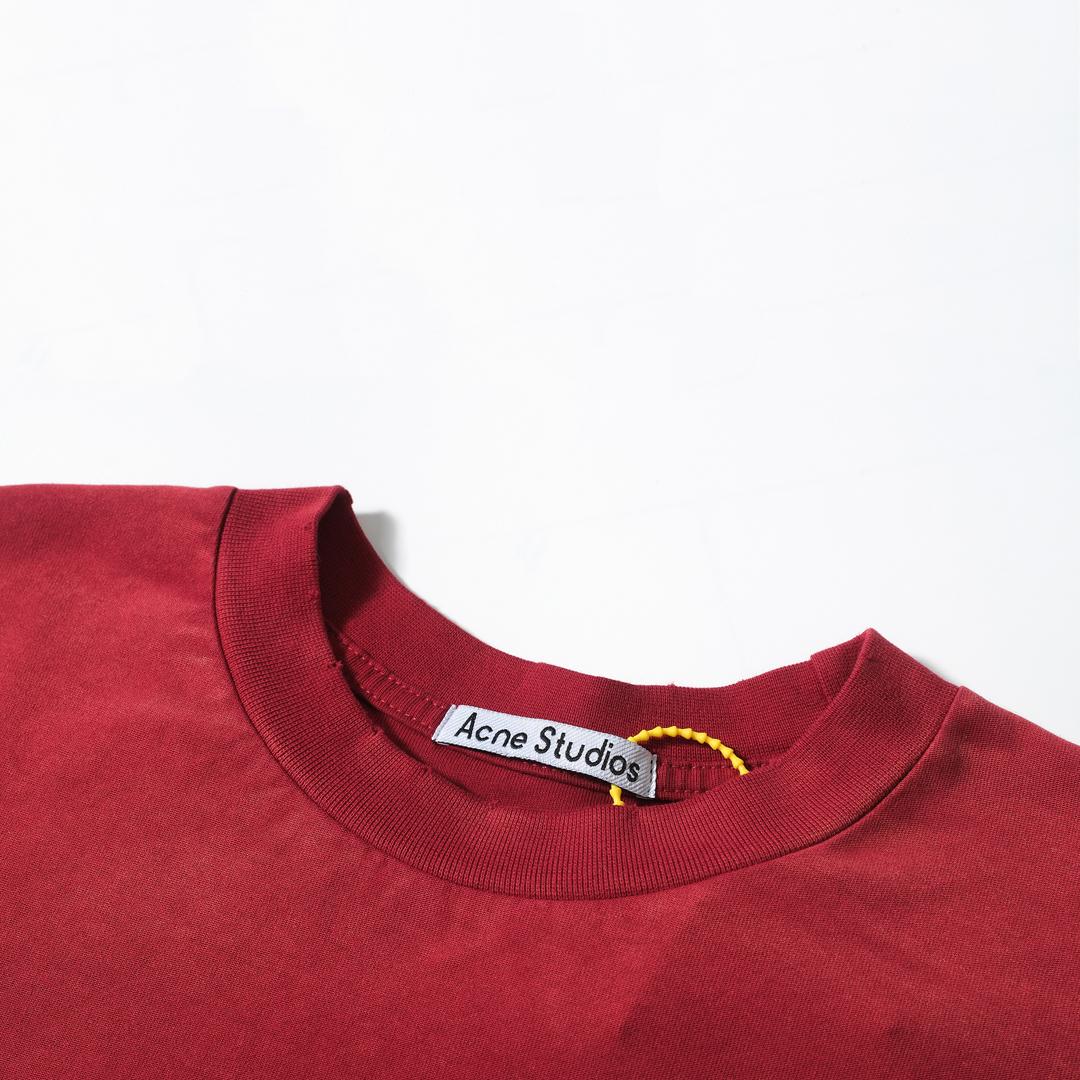 Acne Studios Unisex Washed Red '1996' Logo Long-Sleeve Tee