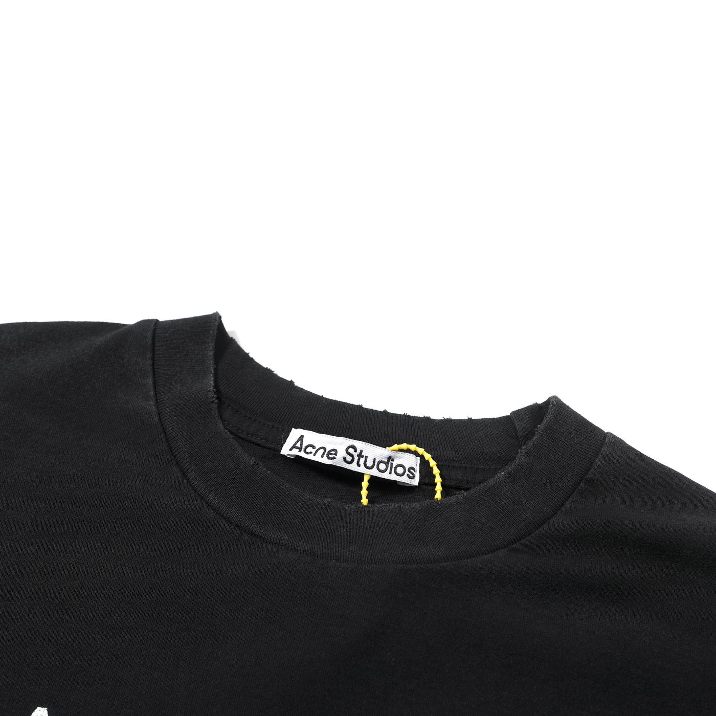 Acne Studios Unisex Washed Black '1996' Logo Long-Sleeve