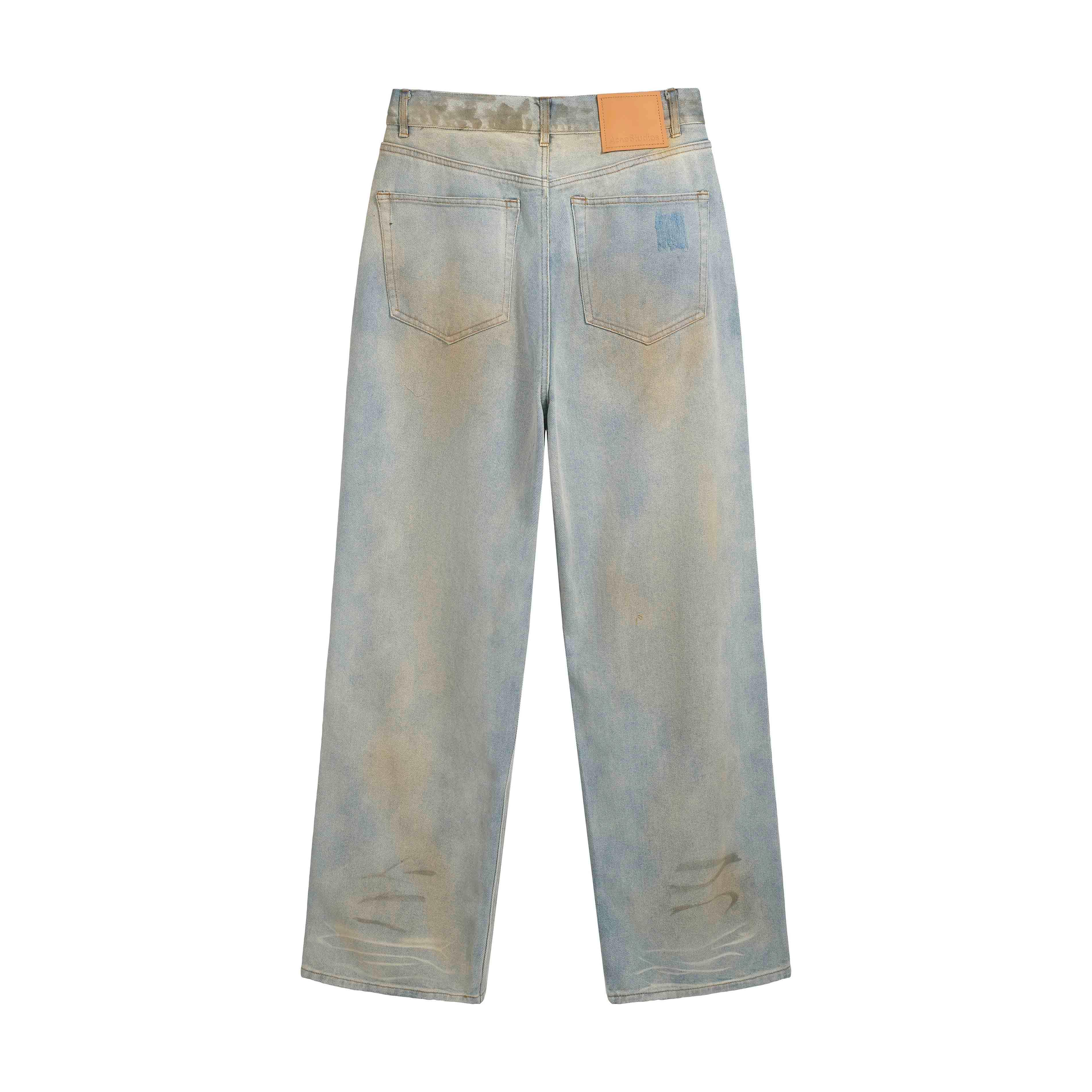 Acne Studios Loose Fit Mud-Stain Distressed Denim Jeans