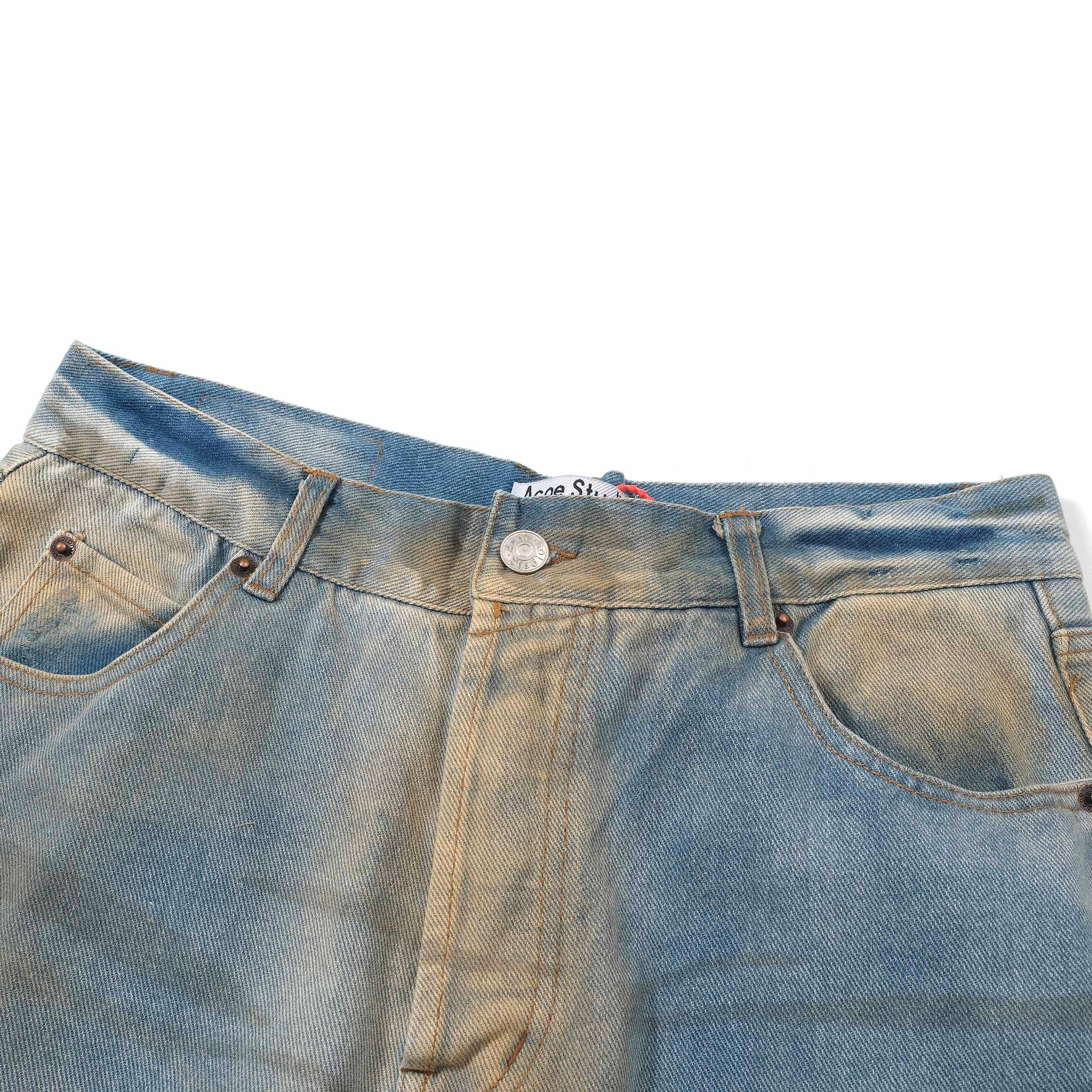 Acne Studios Loose Fit Mud-Stain Distressed Denim Jeans