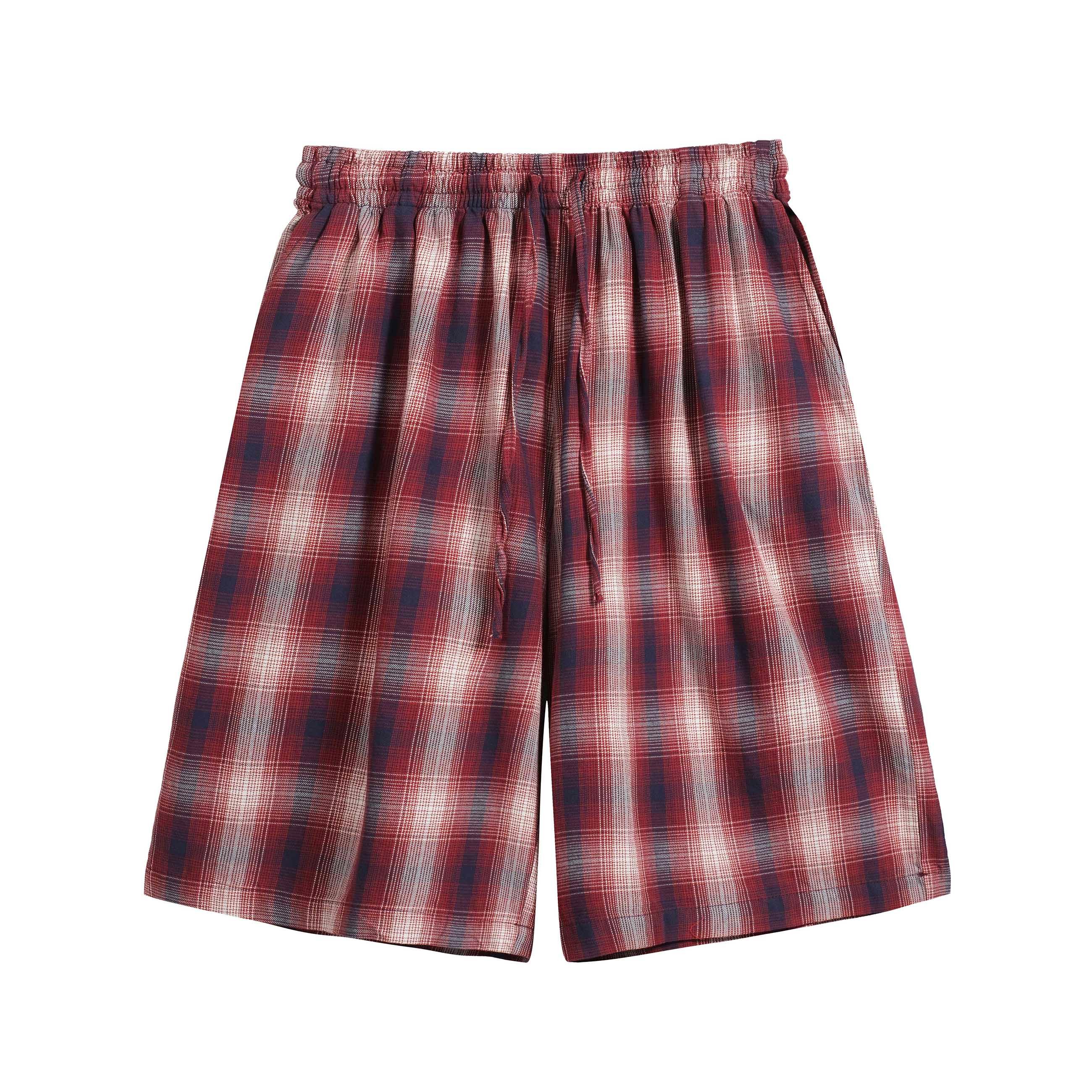 Acne Studios Red Plaid Drawstring Shorts - Unisex Relaxed Fit