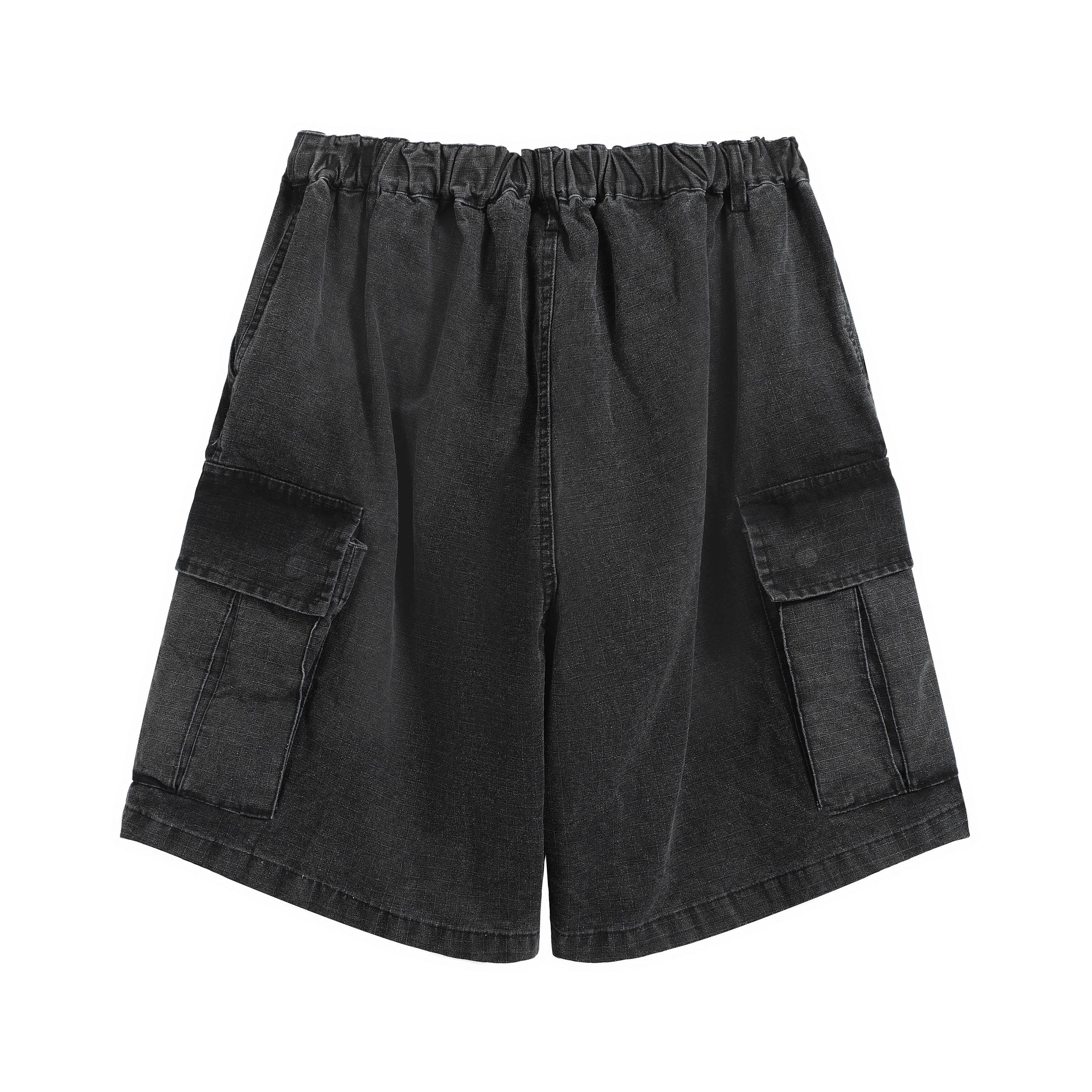Acne Studios Washed Black Elasticated Cargo Denim Shorts