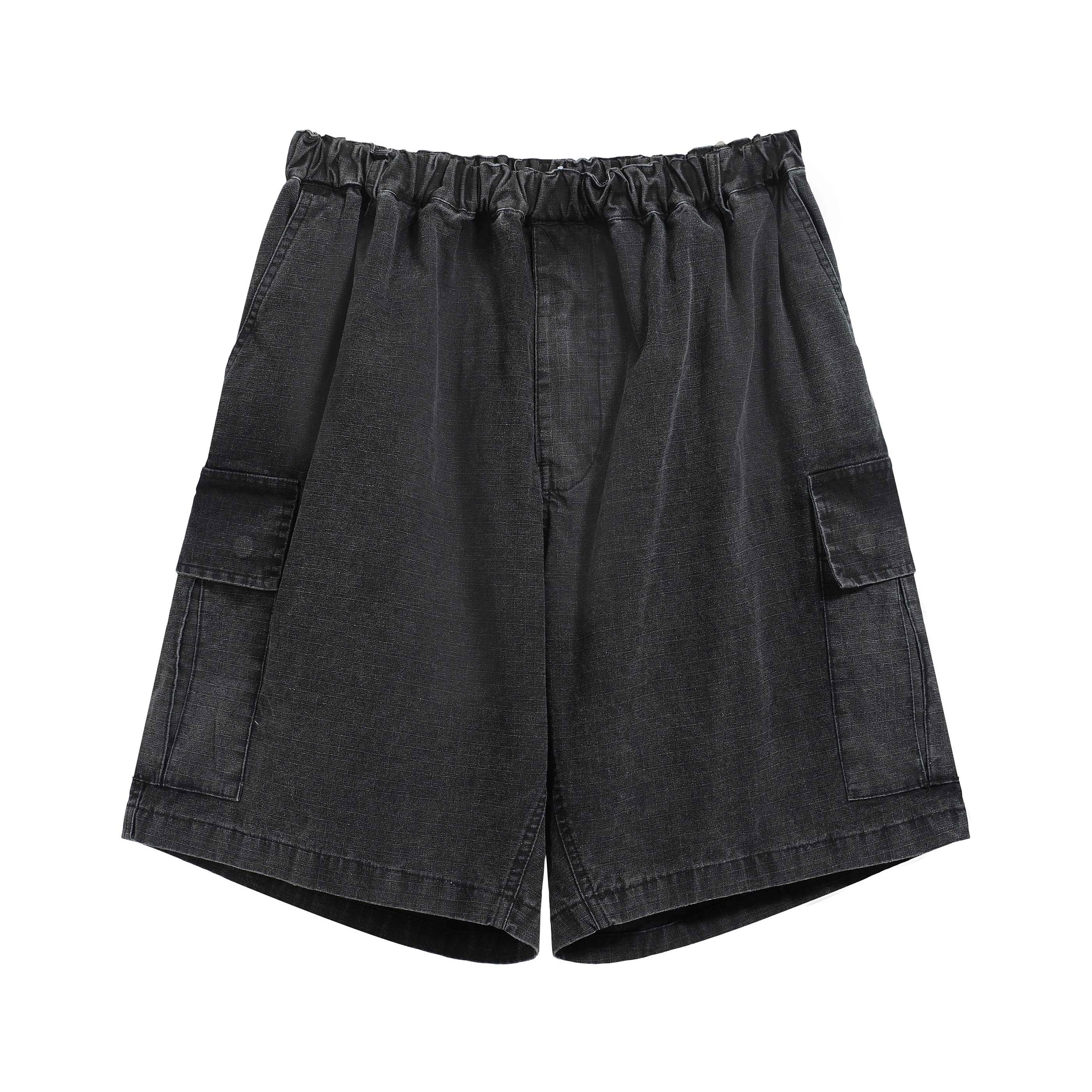 Acne Studios Washed Black Elasticated Cargo Denim Shorts