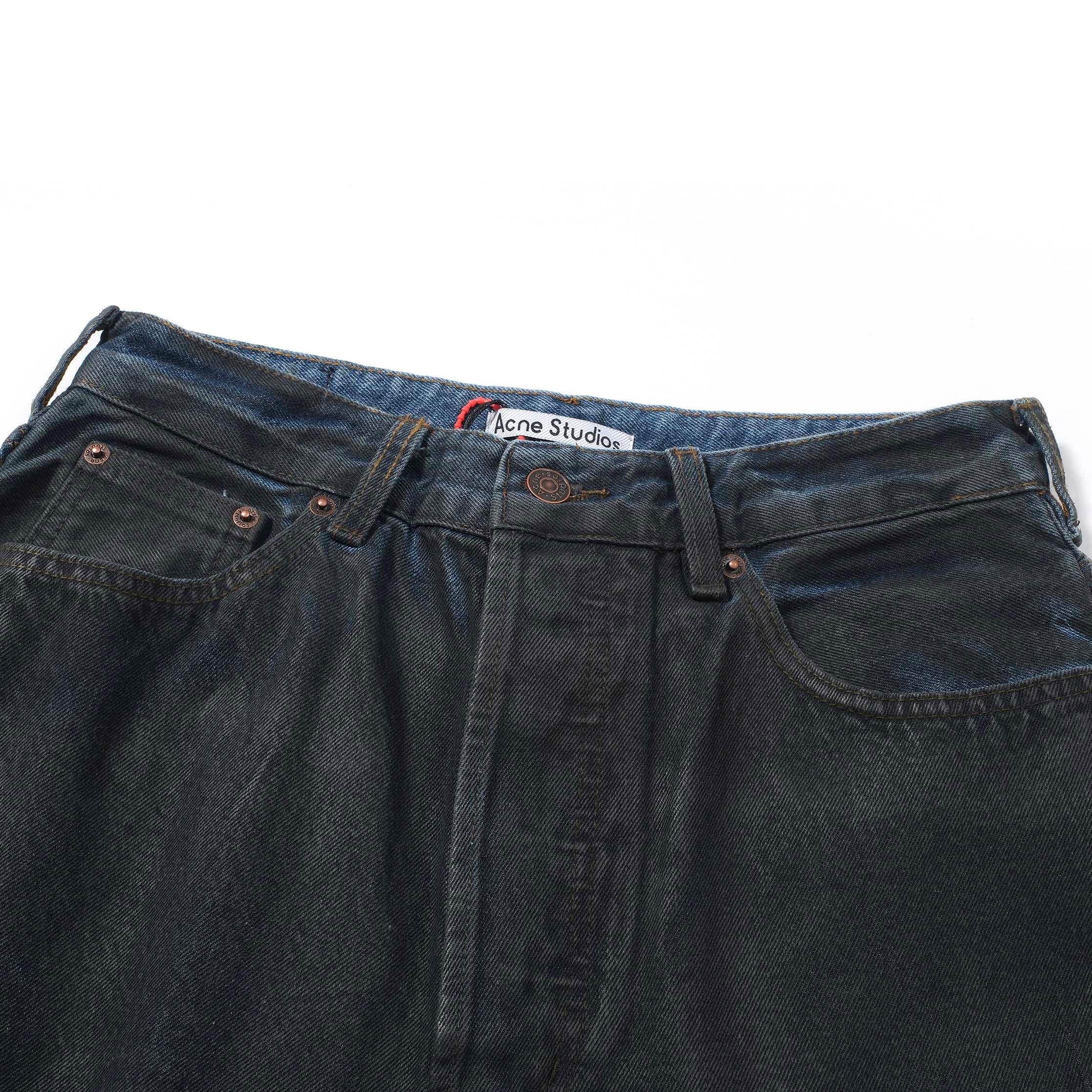 Acne Studios Waxed Black Loose Fit Denim Jeans - Coated Finish