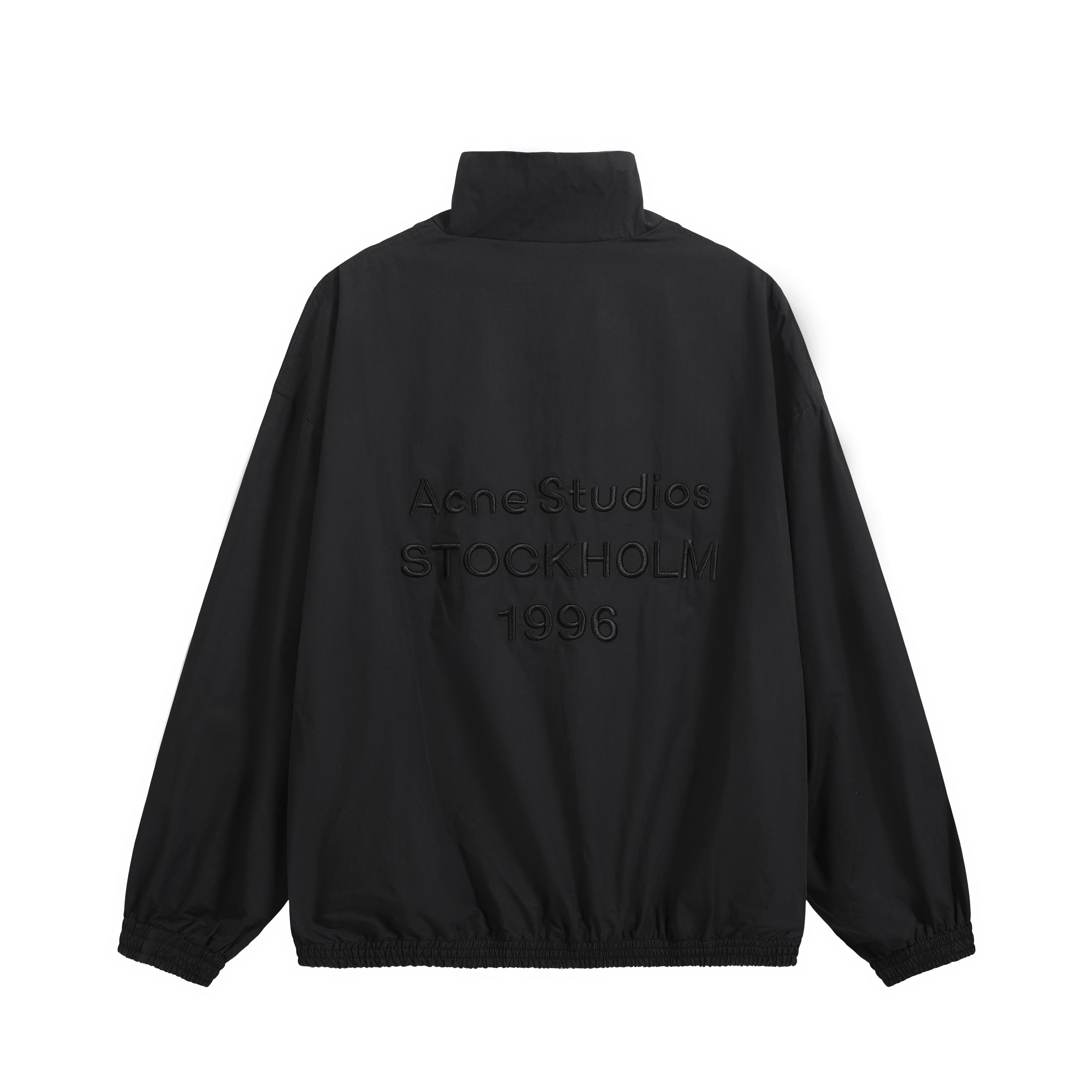 Acne Studios Unisex Black Minimalist Zip-Up Track Jacket