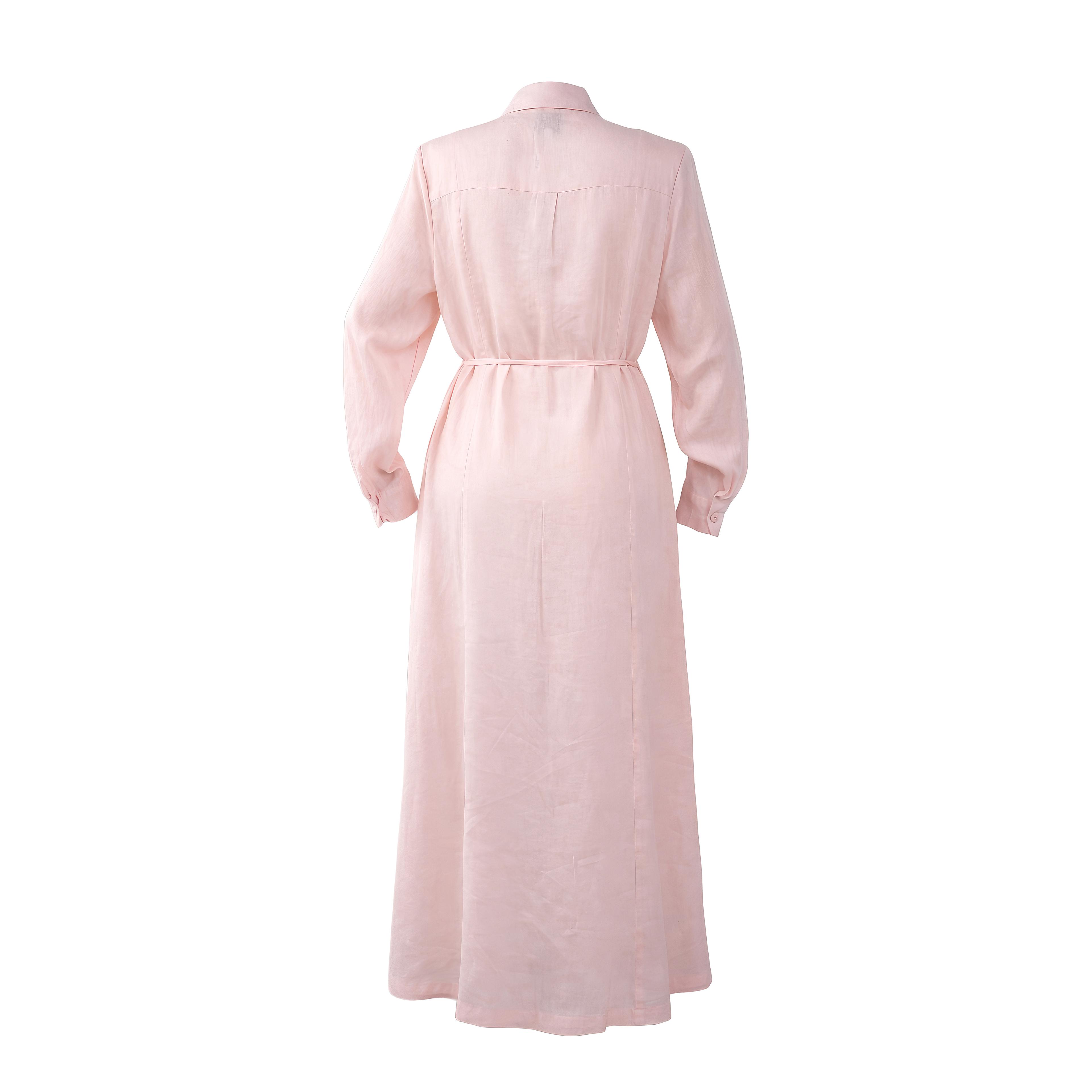 Pink Linen Maxi Shirt Dress | Designer Gown by Agu & Sons Ltd