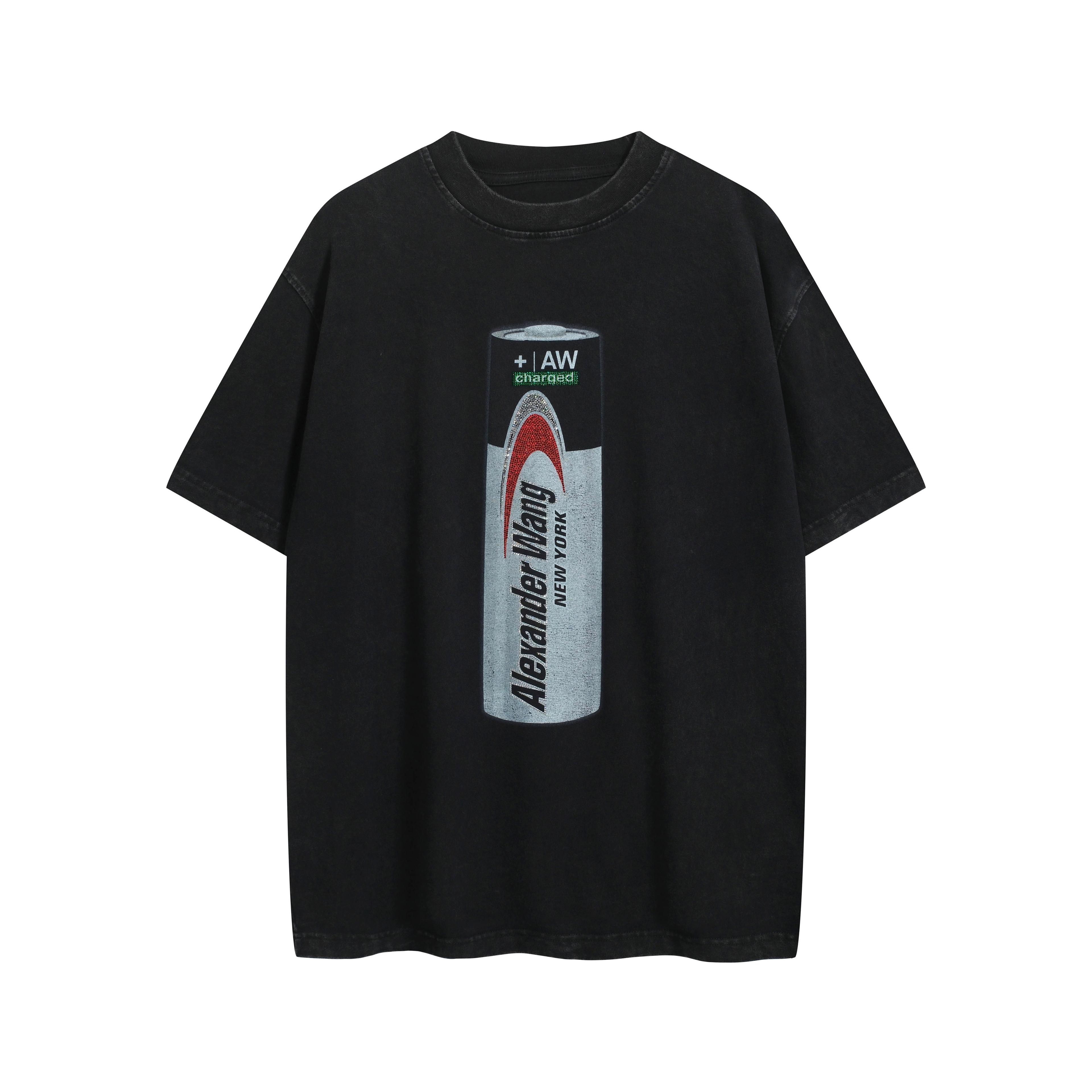 Alexander Wang Charged Battery Graphic T-Shirt - Washed Black