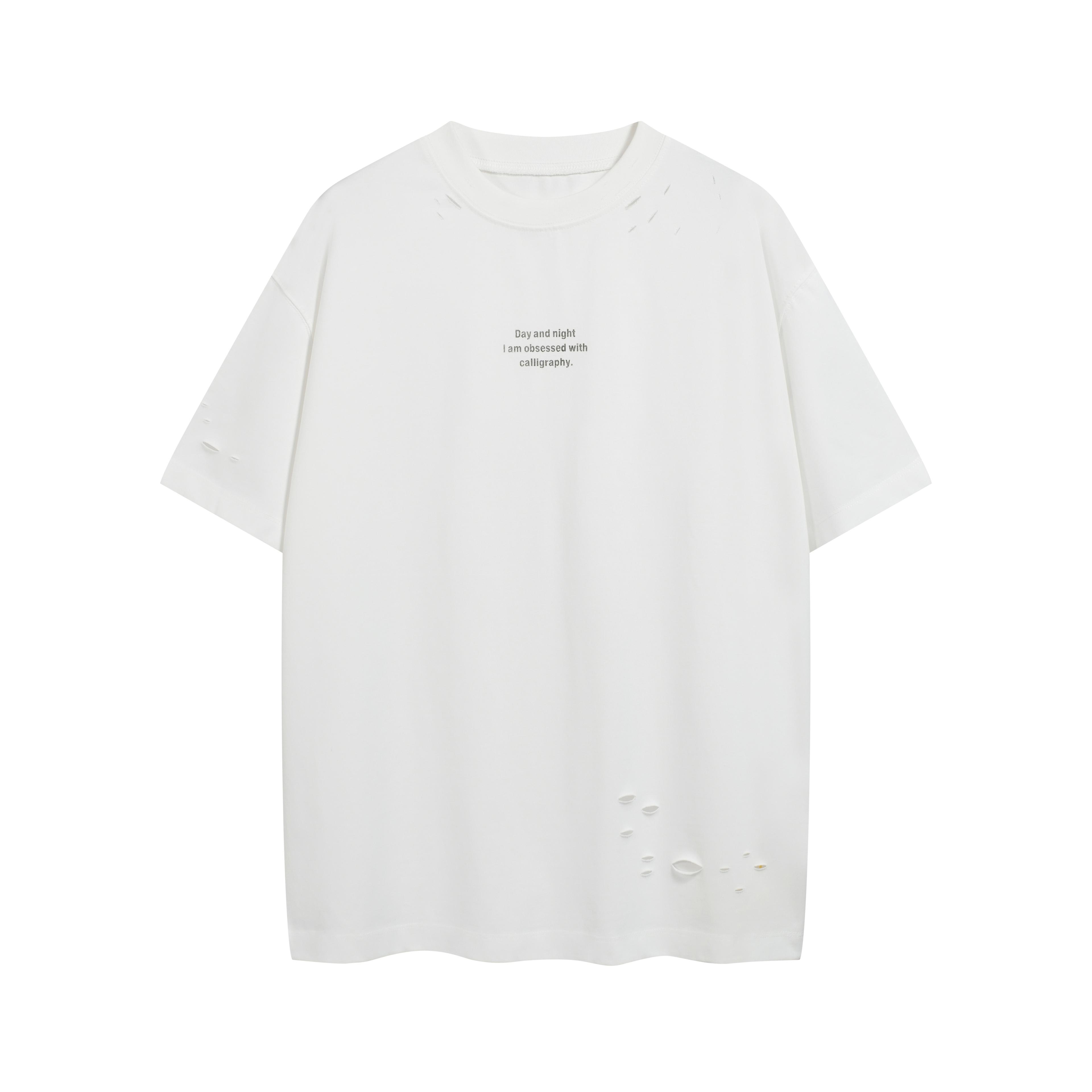 Unisex Oversized Distressed White Graphic T-Shirt