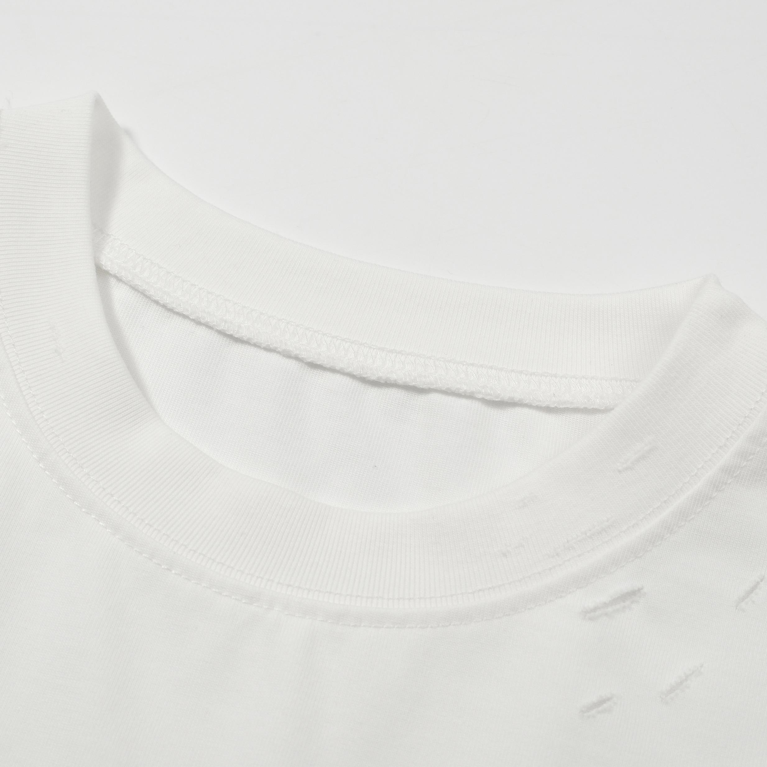 Unisex Oversized Distressed White Graphic T-Shirt