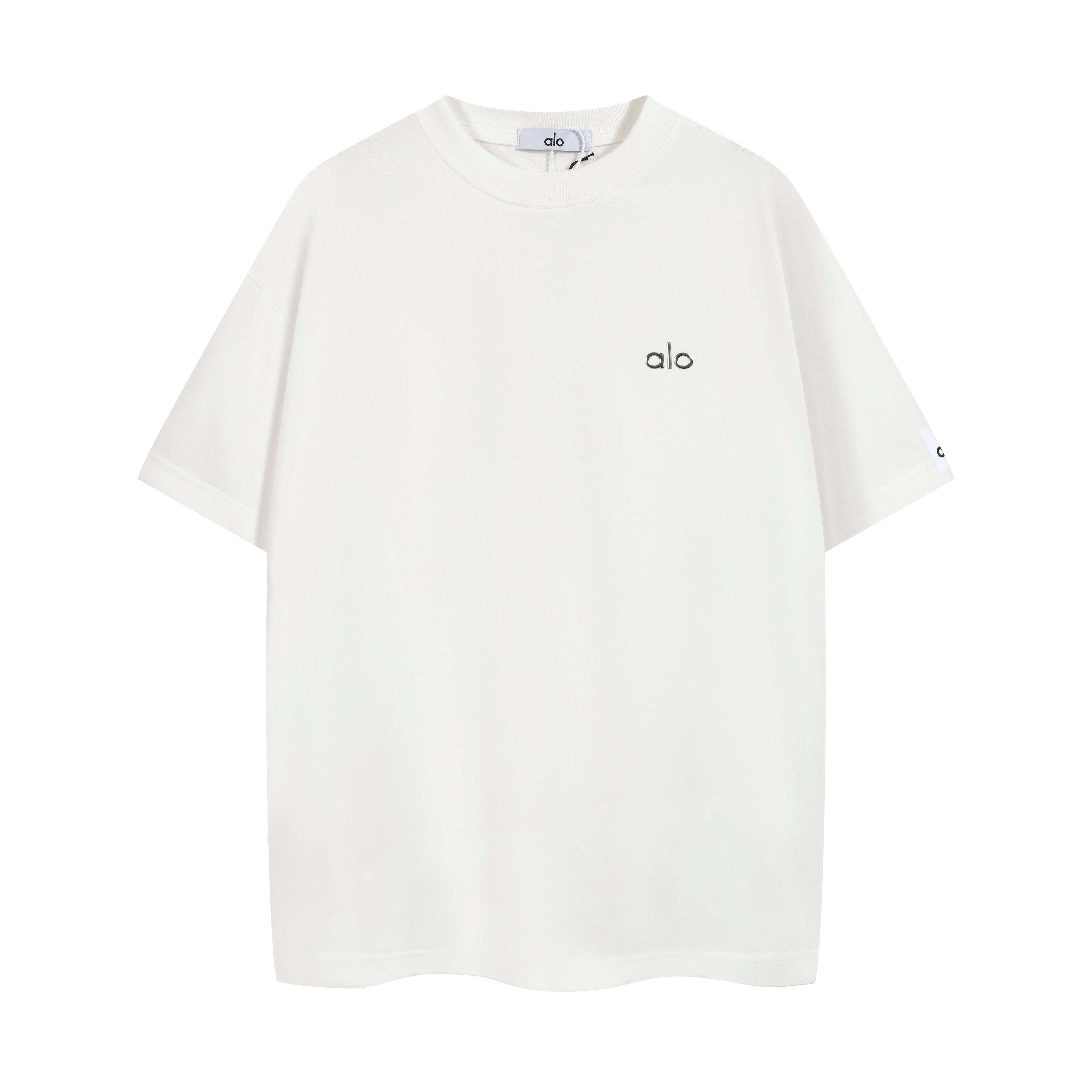 ALO Yoga White Logo Short Sleeve Tee - Relaxed Studio Fit