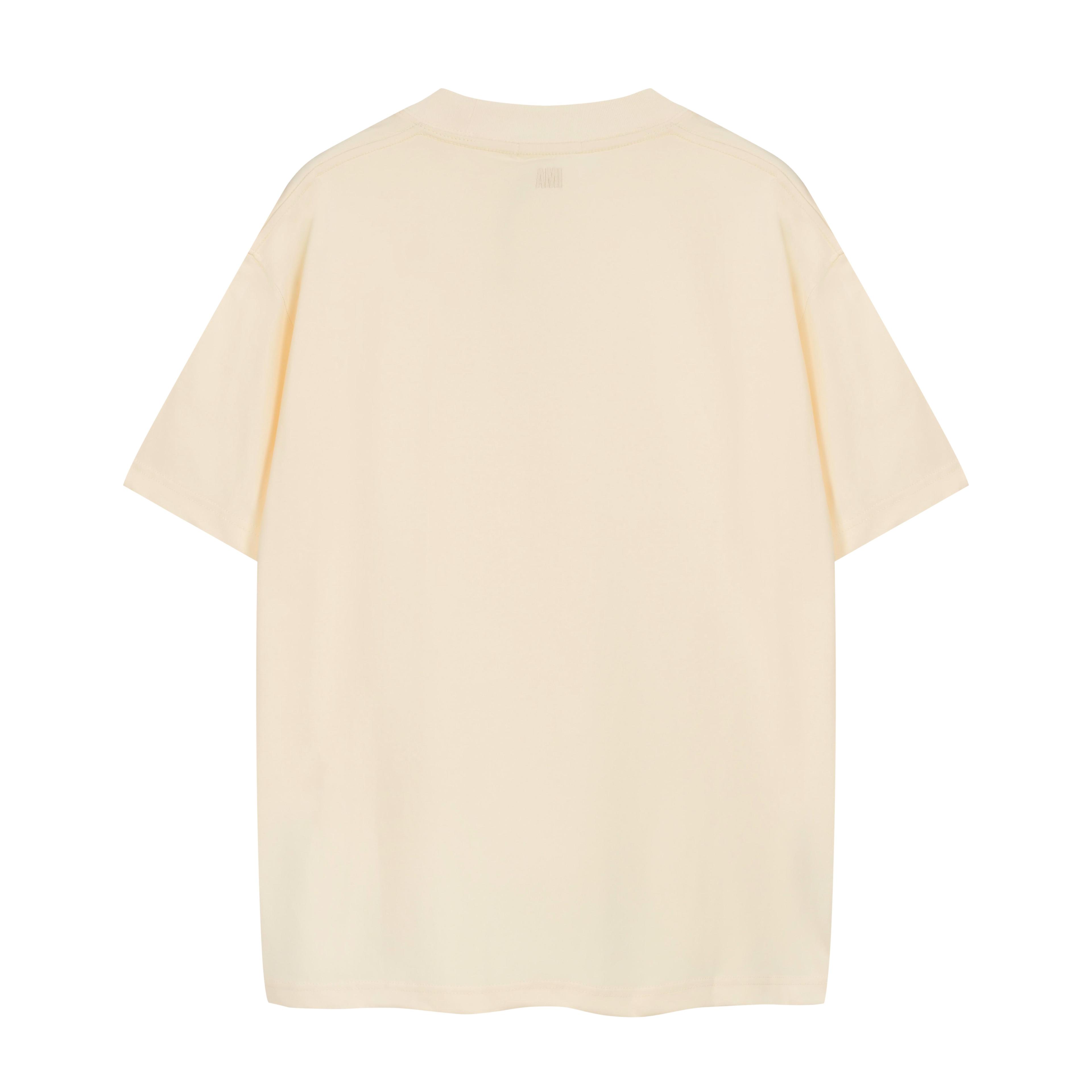 AMI Paris Ami De Coeur T-Shirt - Beige Cream Tonal Logo