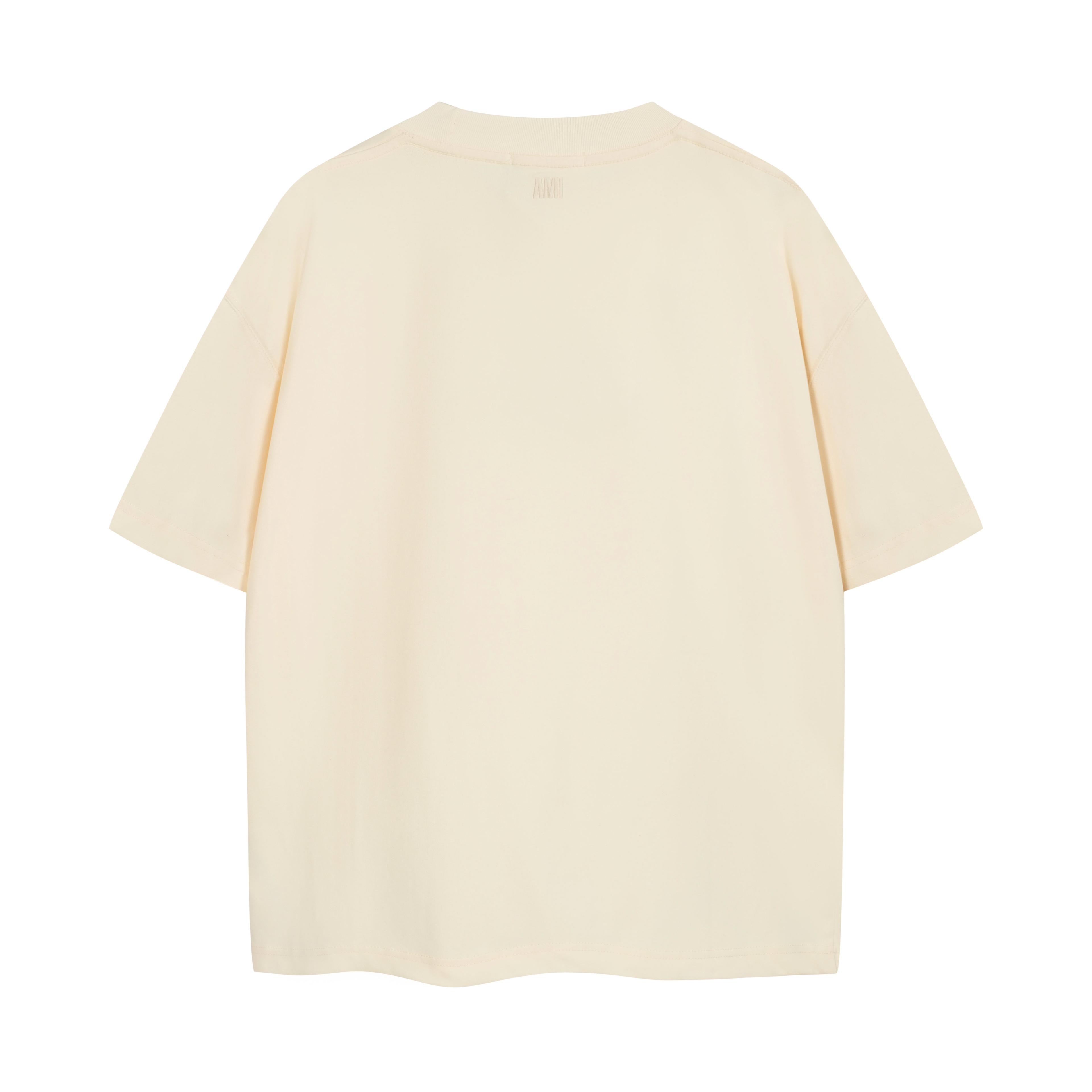AMI Paris Beige Terry Patch T-Shirt - Unisex Ami de Cœur
