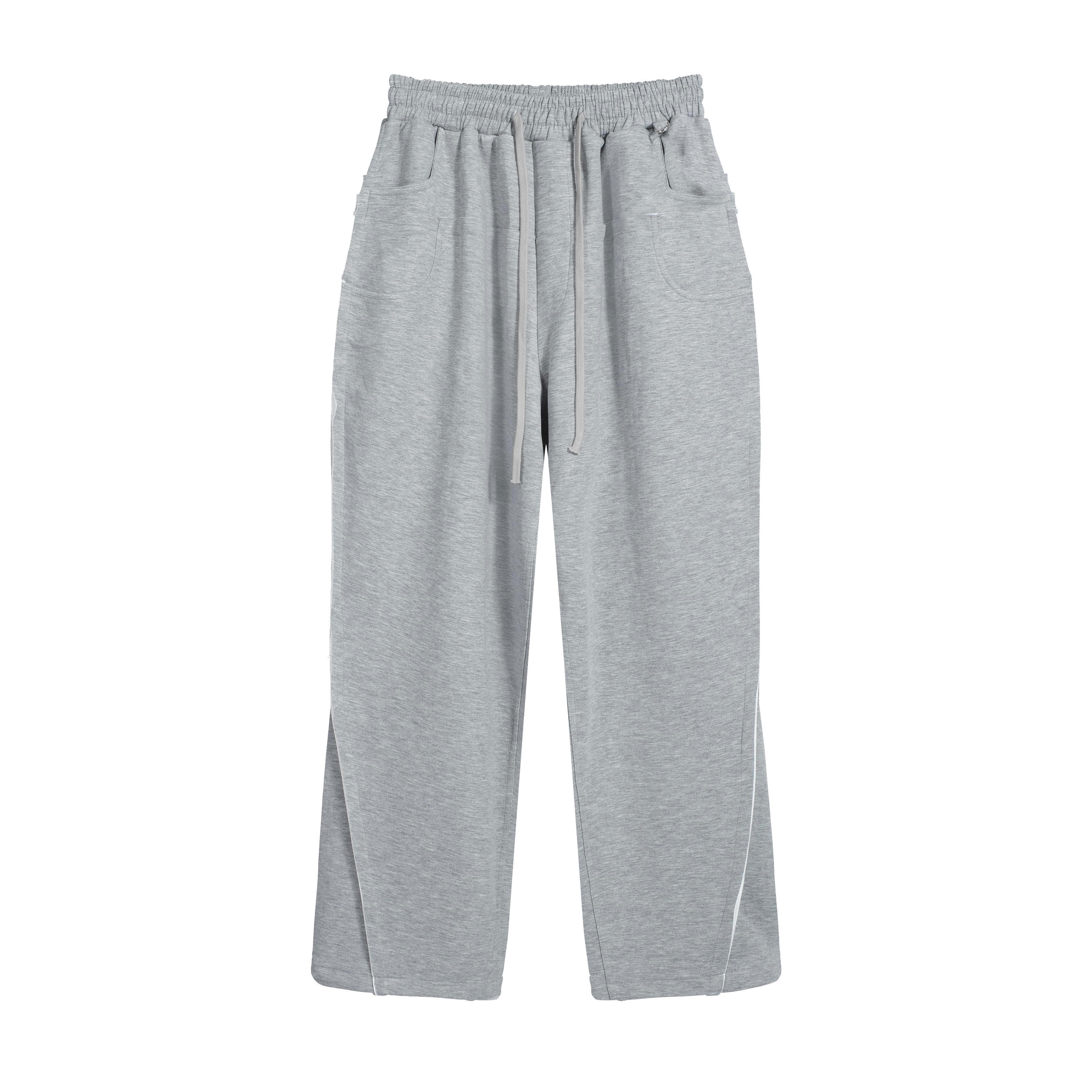 Unisex Wide-Leg Sweatpants | Heather Grey Drawstring Fleece