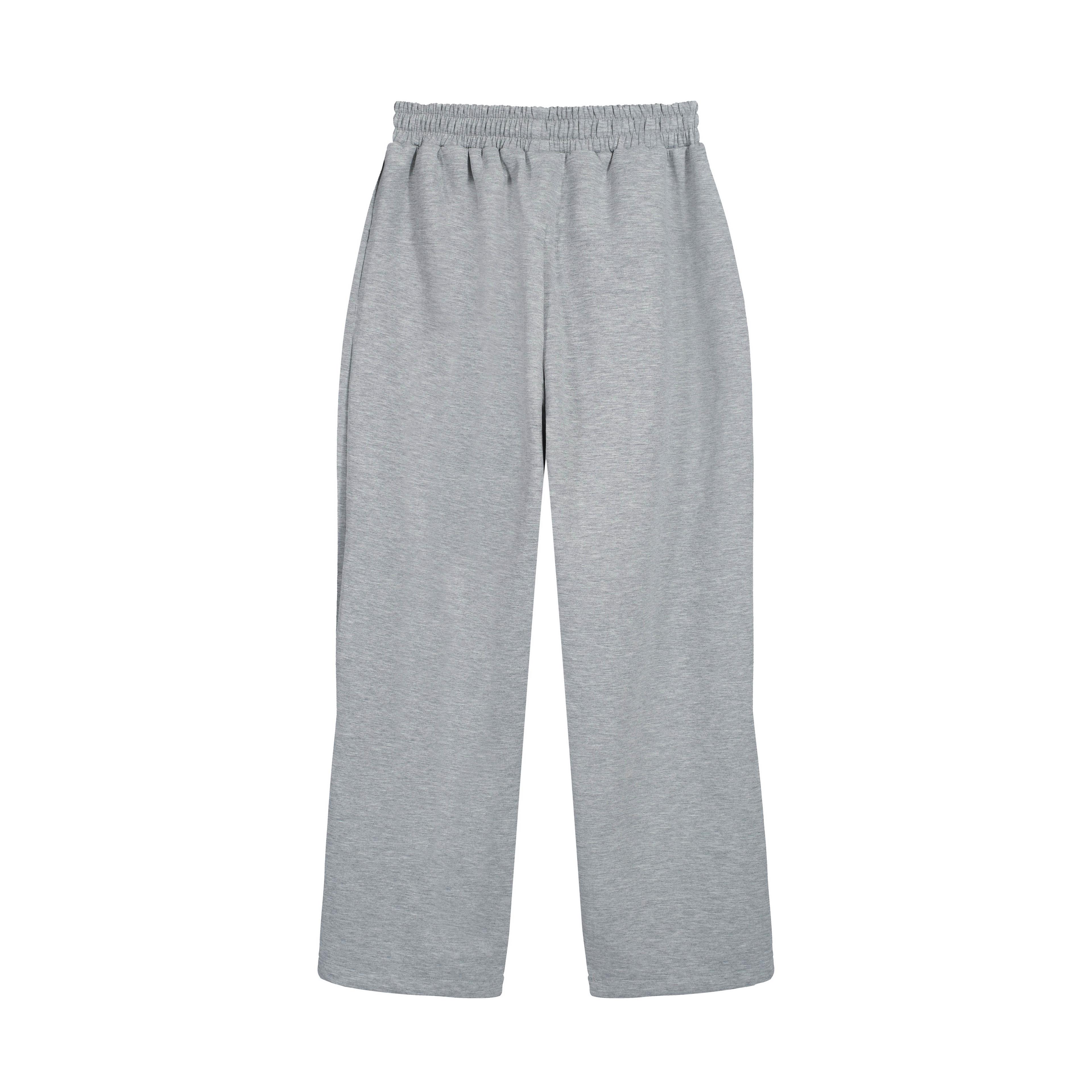 Unisex Wide-Leg Sweatpants | Heather Grey Drawstring Fleece