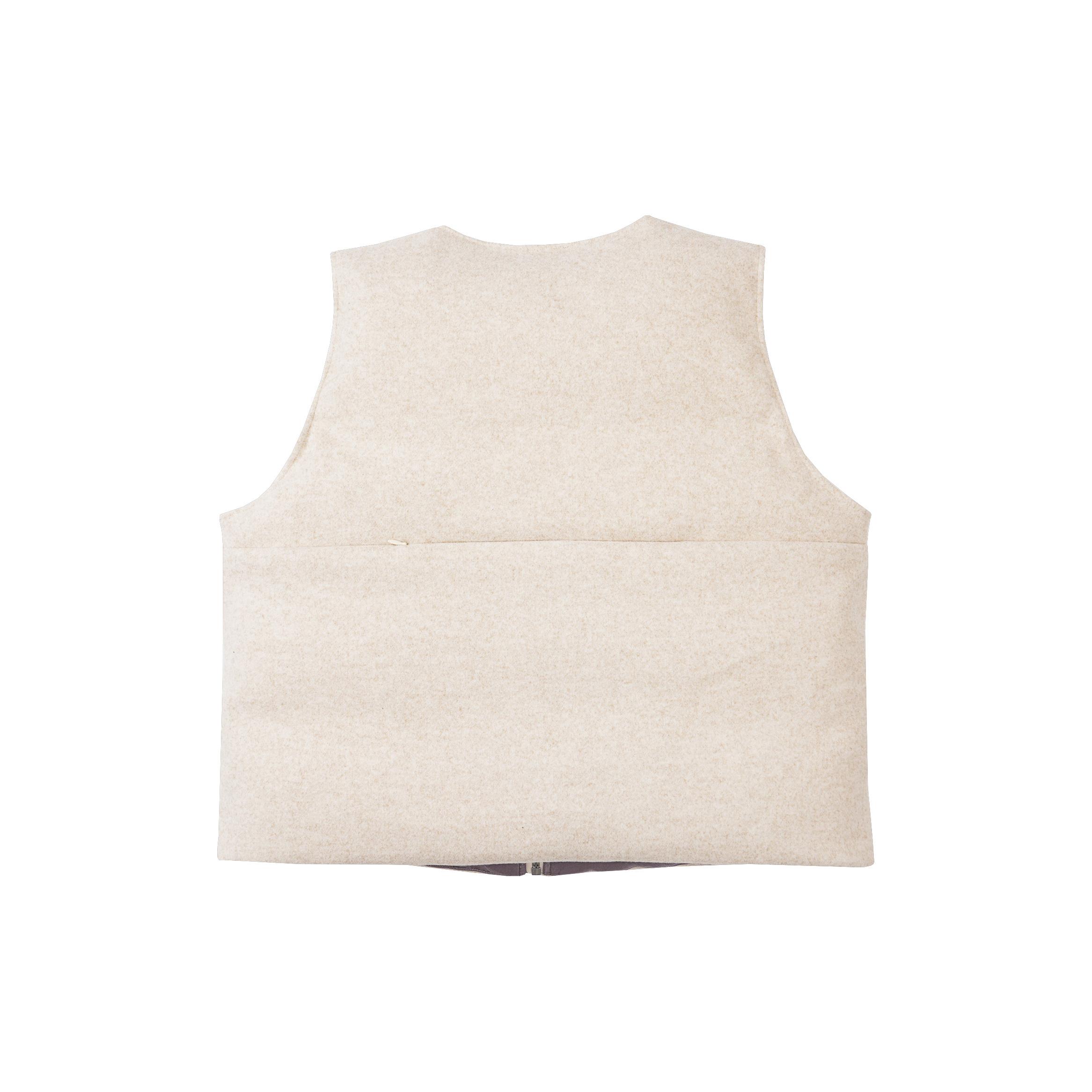 Oatmeal Structured Wool Zip Vest | Unisex Cream Layering Piece