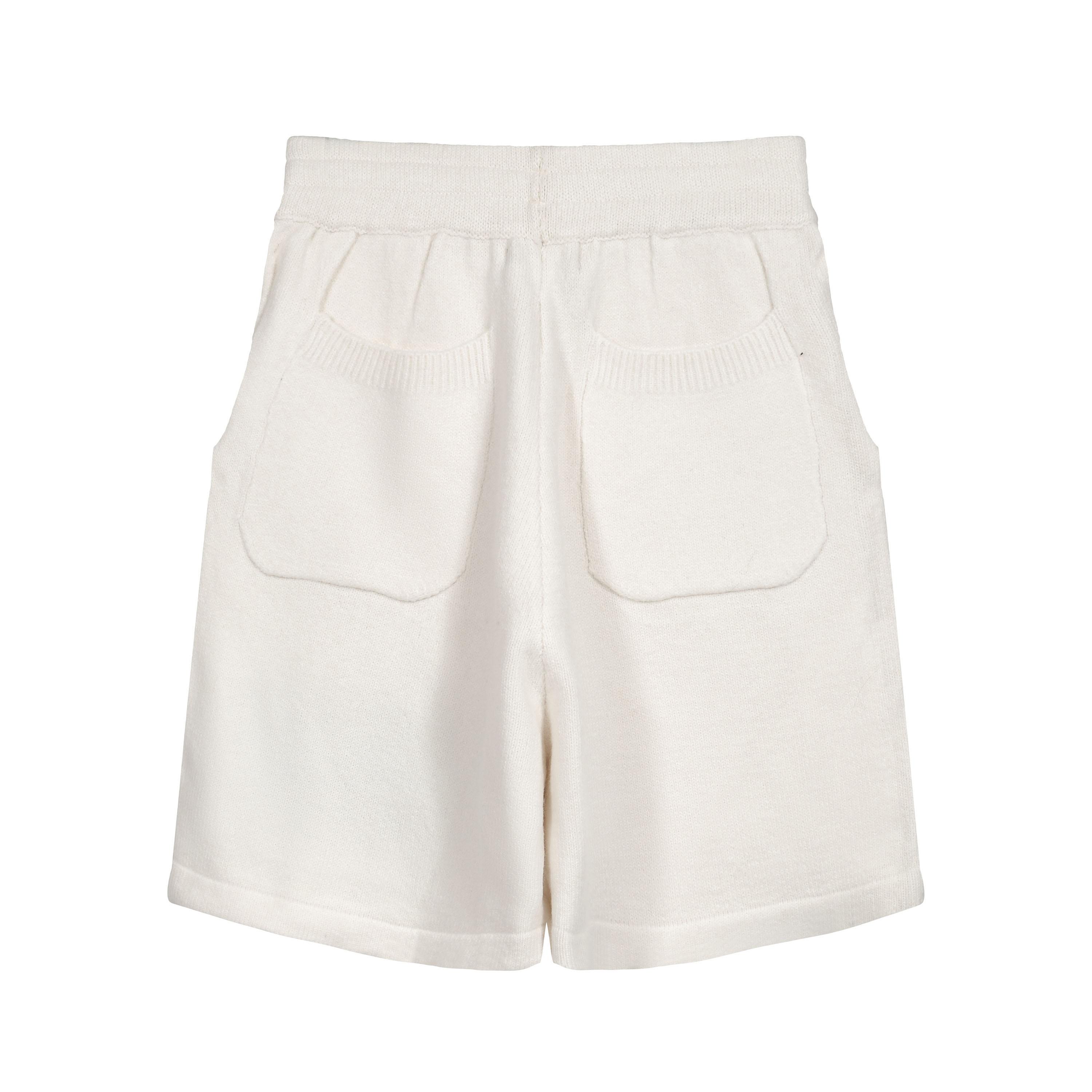 CB Monogram Knit Terry Cloth Shorts - Cream Off-White
