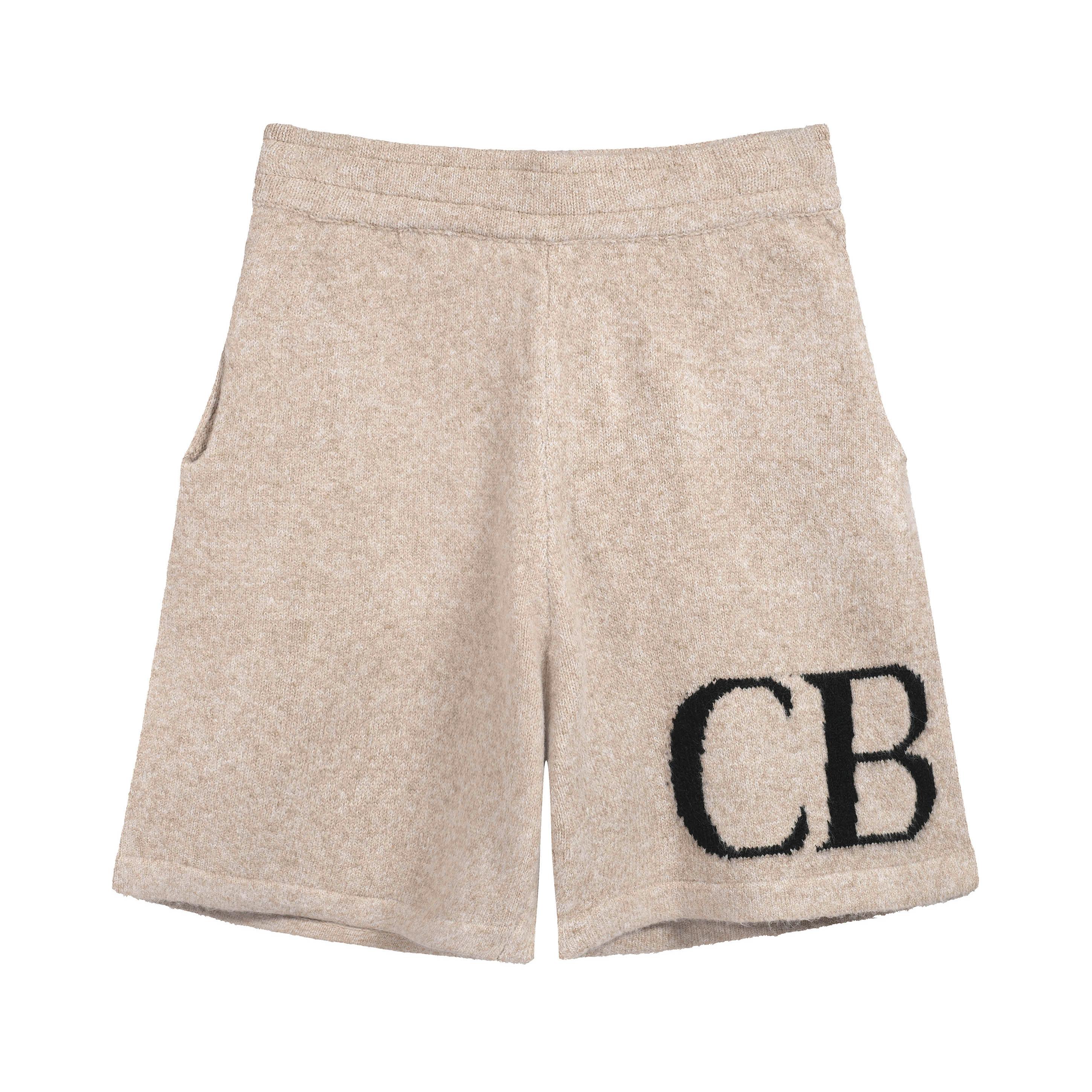 Light Beige CB Knit Terry Cloth Shorts - Black Monogram