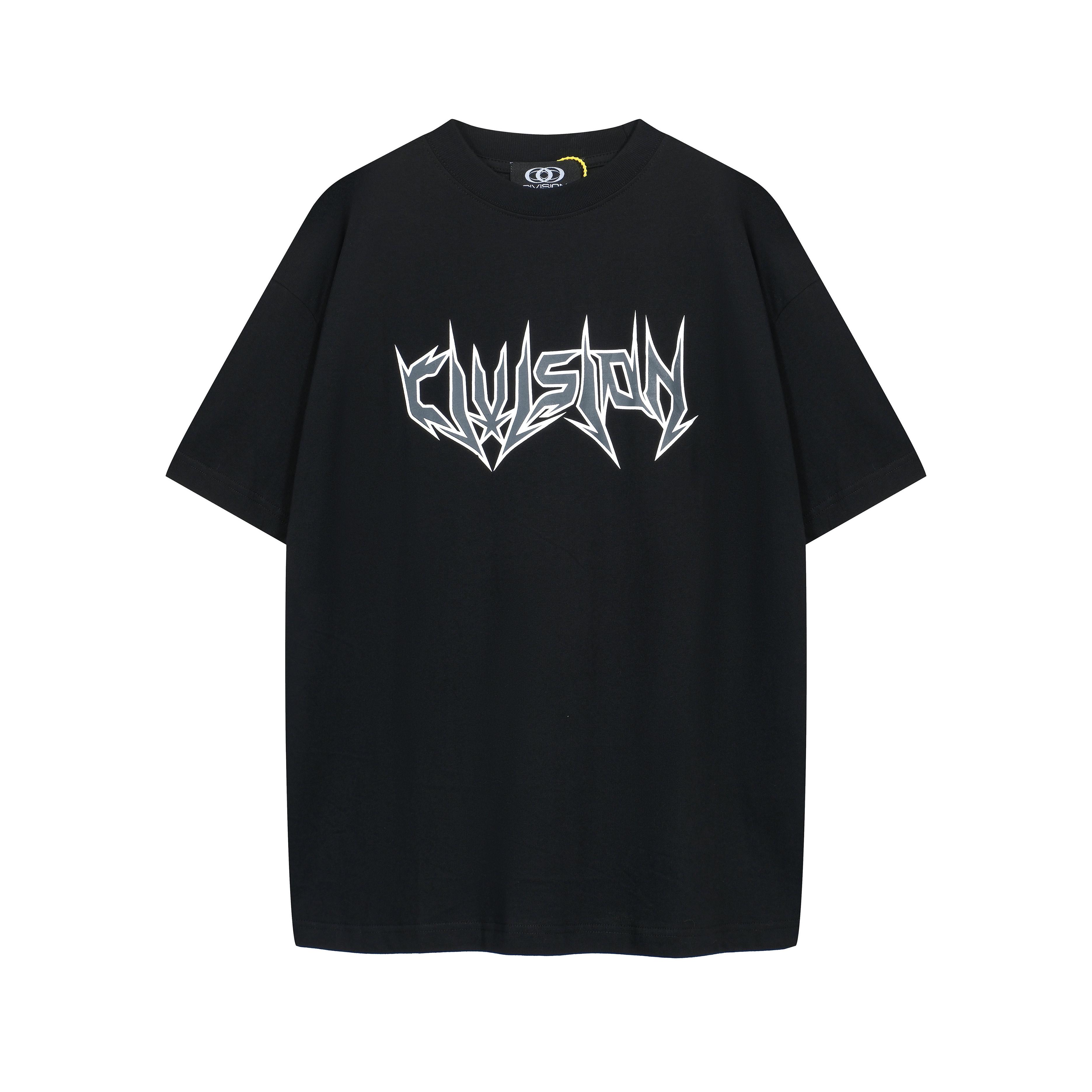 Unisex Oversized Black T-Shirt with Metal Graphic Logo
