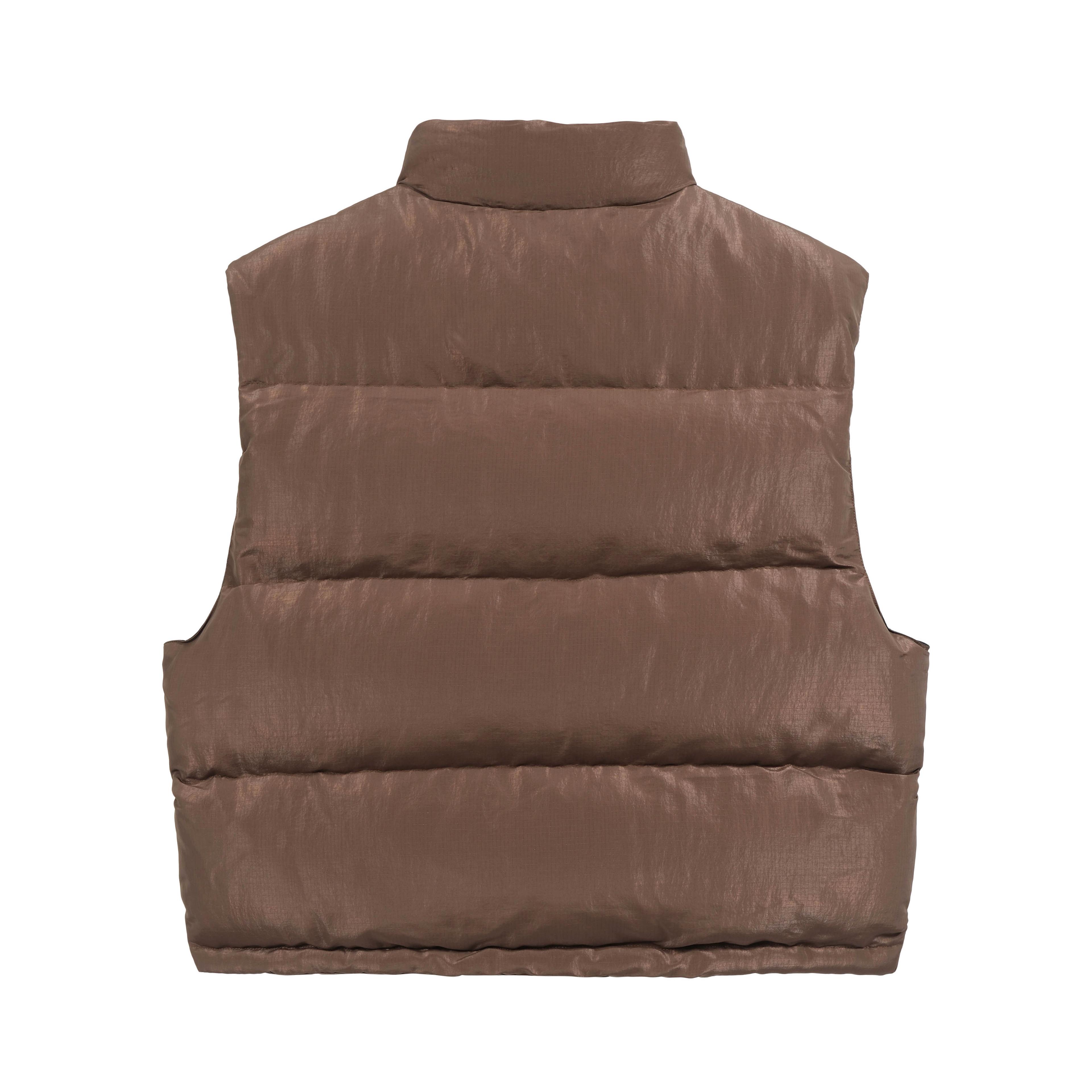 Brown Cropped Down Puffer Vest - Cole Buxton Gilet