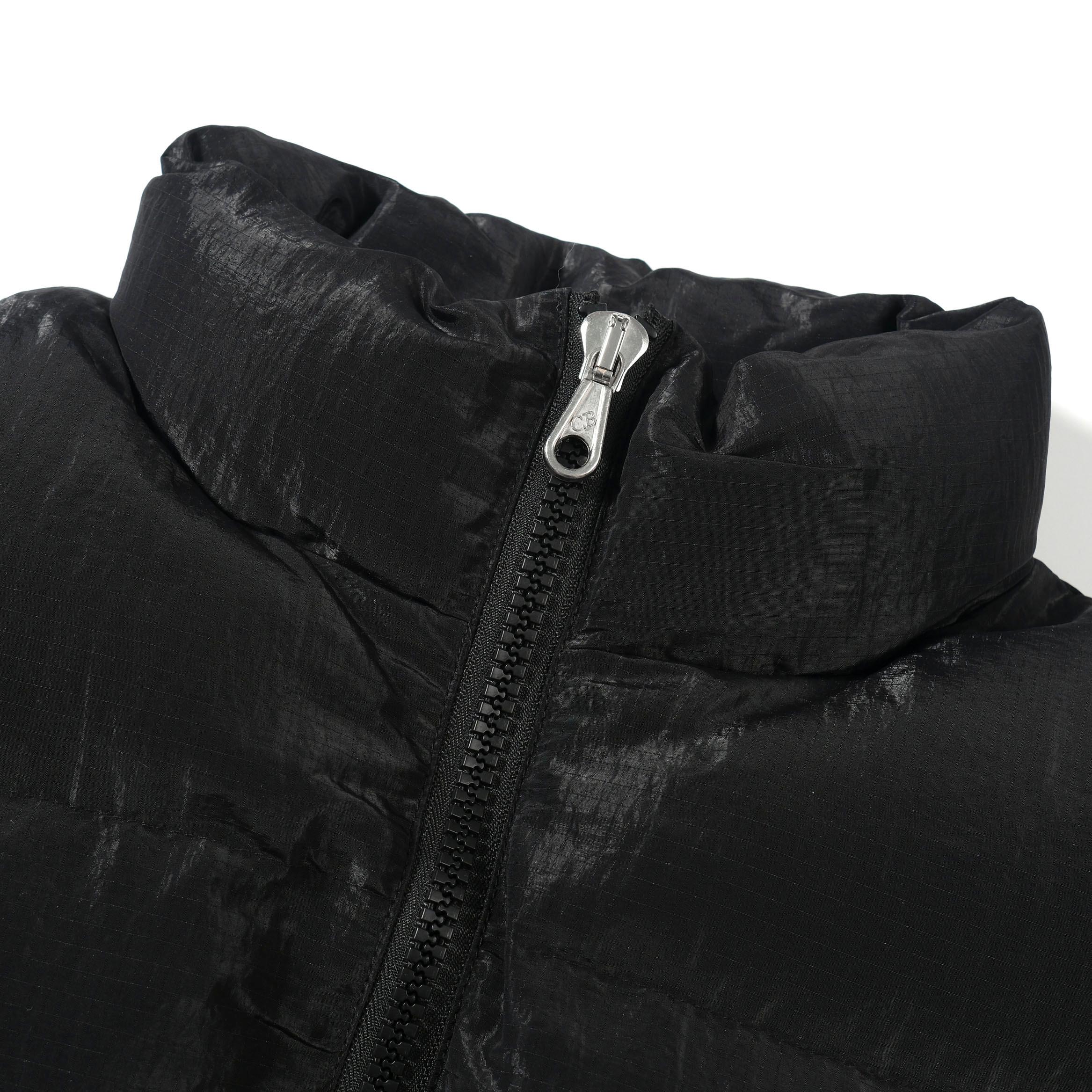 Black Shiny Cropped Puffer Vest - Cole Buxton Down Gilet
