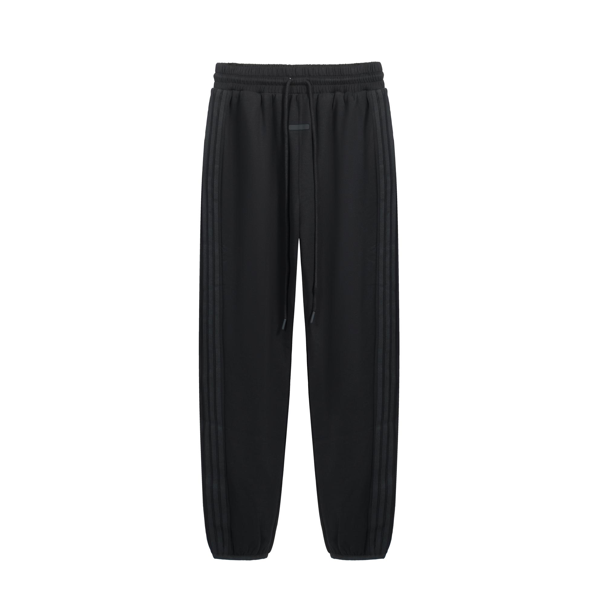 FOG ESSENTIALS Black Triple-Stripe Fleece Jogger