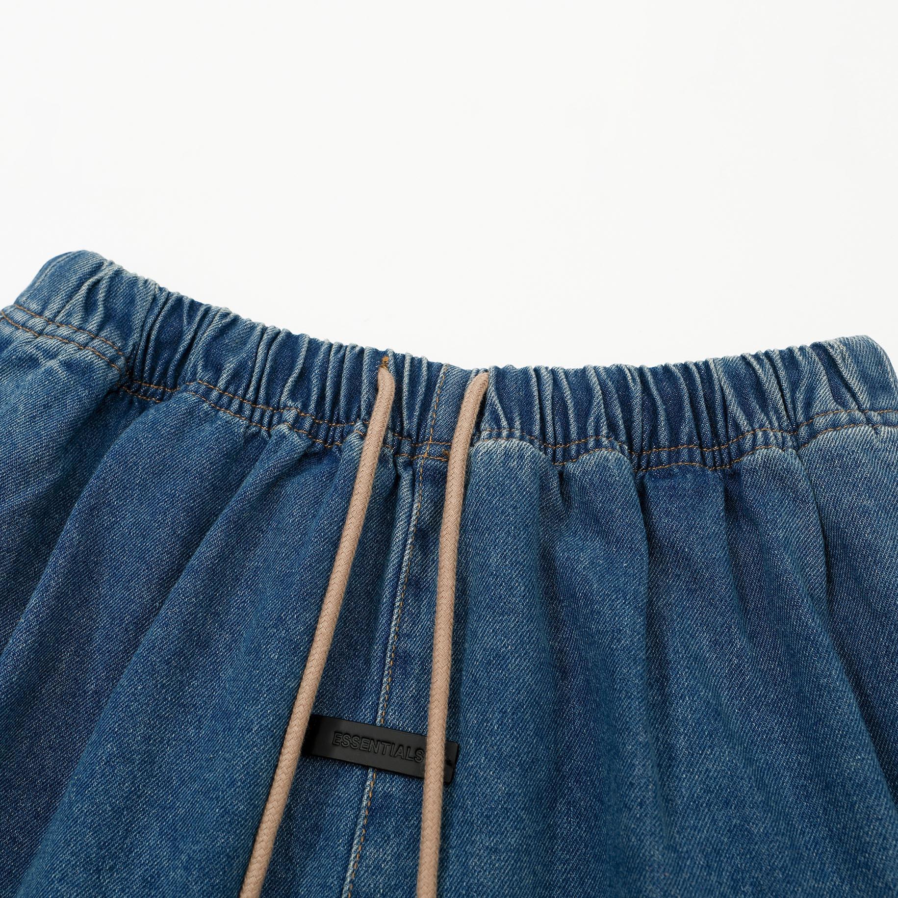 Essentials Wide-Leg Denim Drawstring Pants - FOG Streetwear