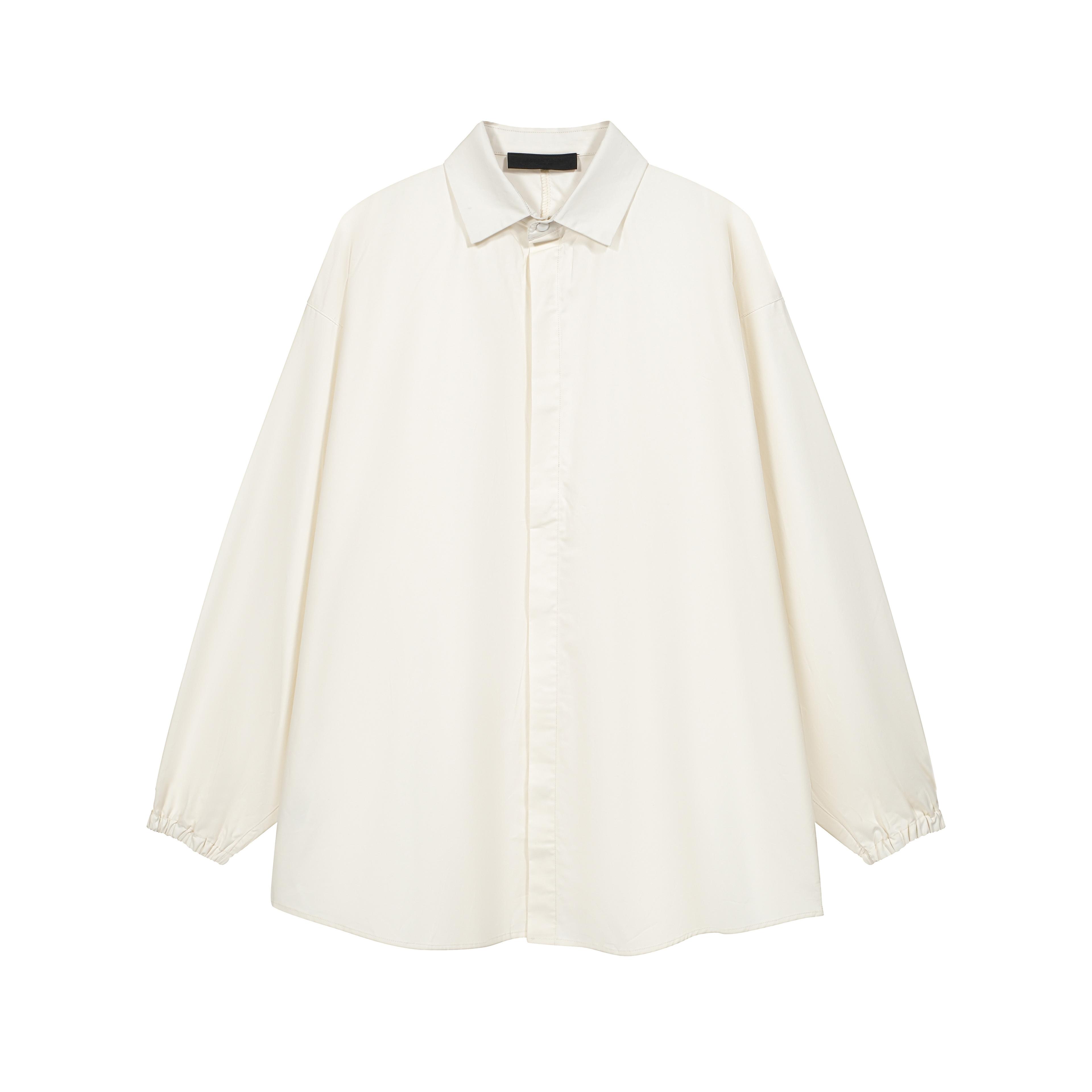 Unisex Oversized Drawstring Shirt - Cream Minimalist
