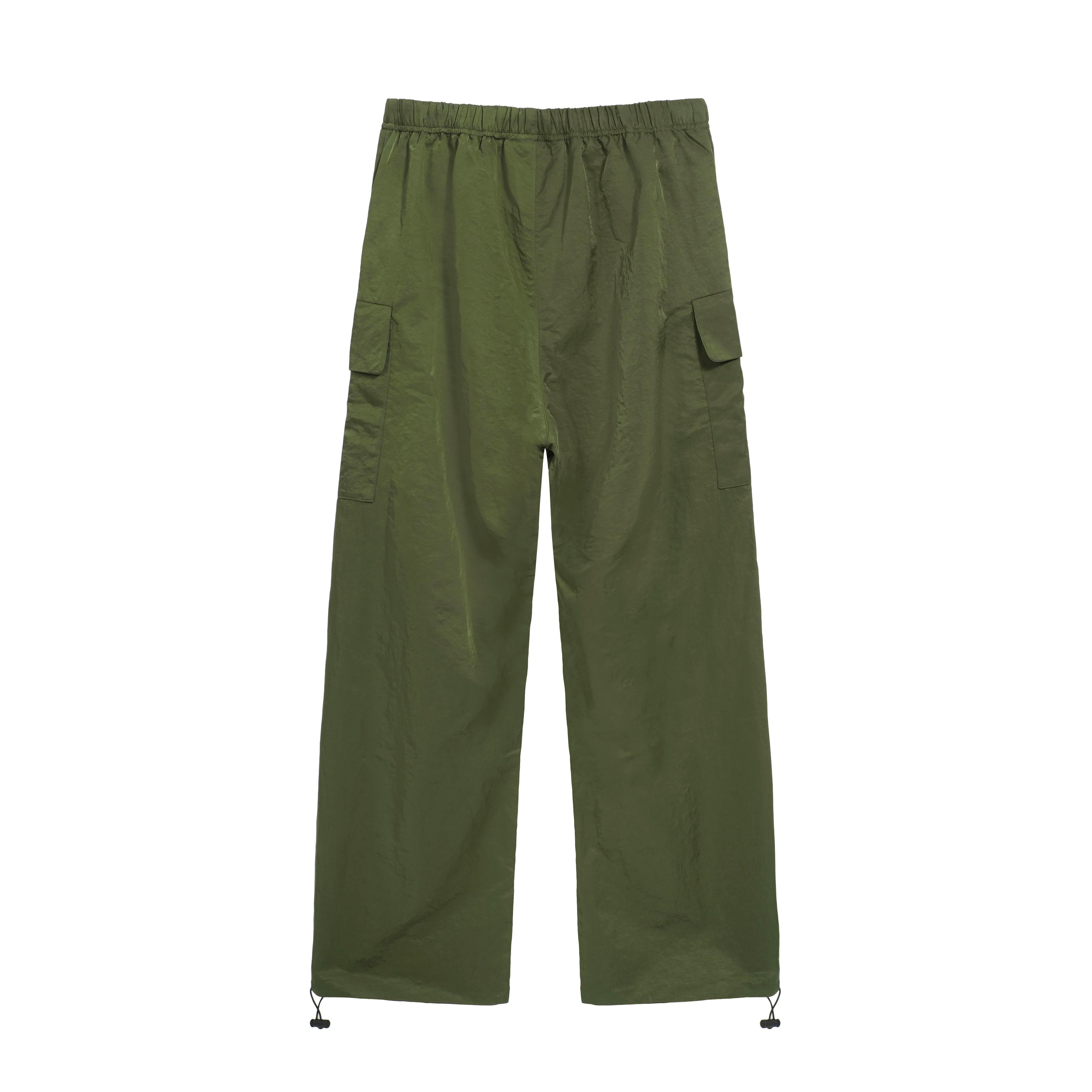Essentials Olive Nylon Wide-Leg Cargo Pants - FOG Utility