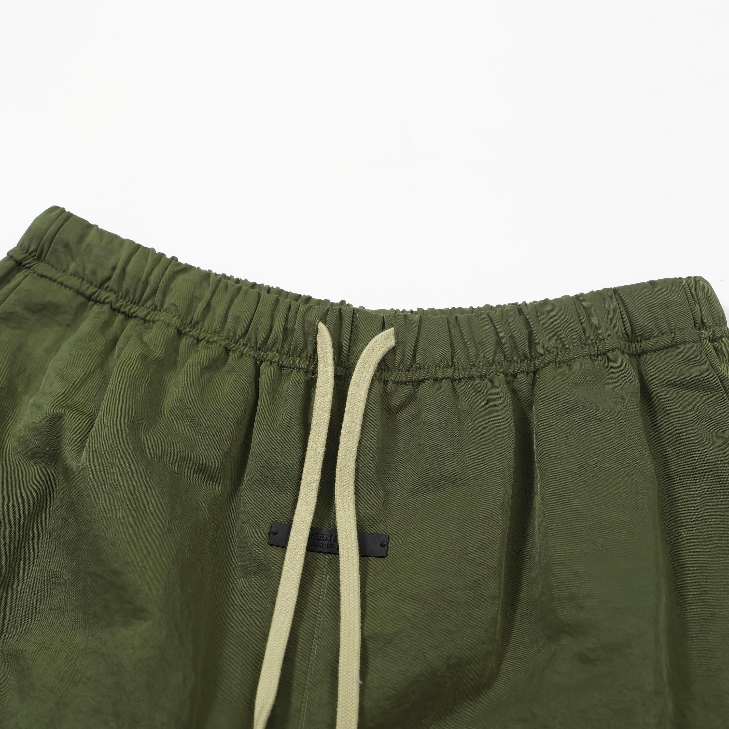 Essentials Olive Nylon Wide-Leg Cargo Pants - FOG Utility