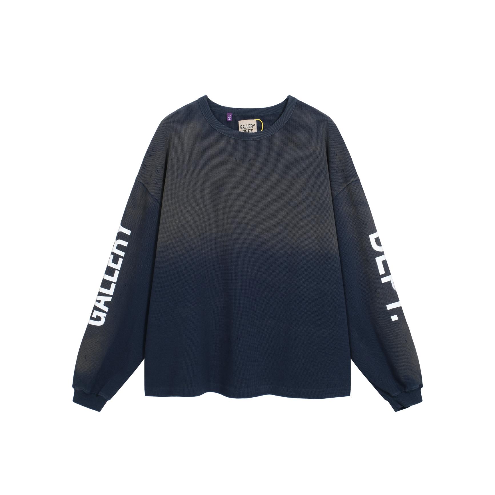 CA' Distressed Long-Sleeve Shirt, 11822 -Faded Navy Blue