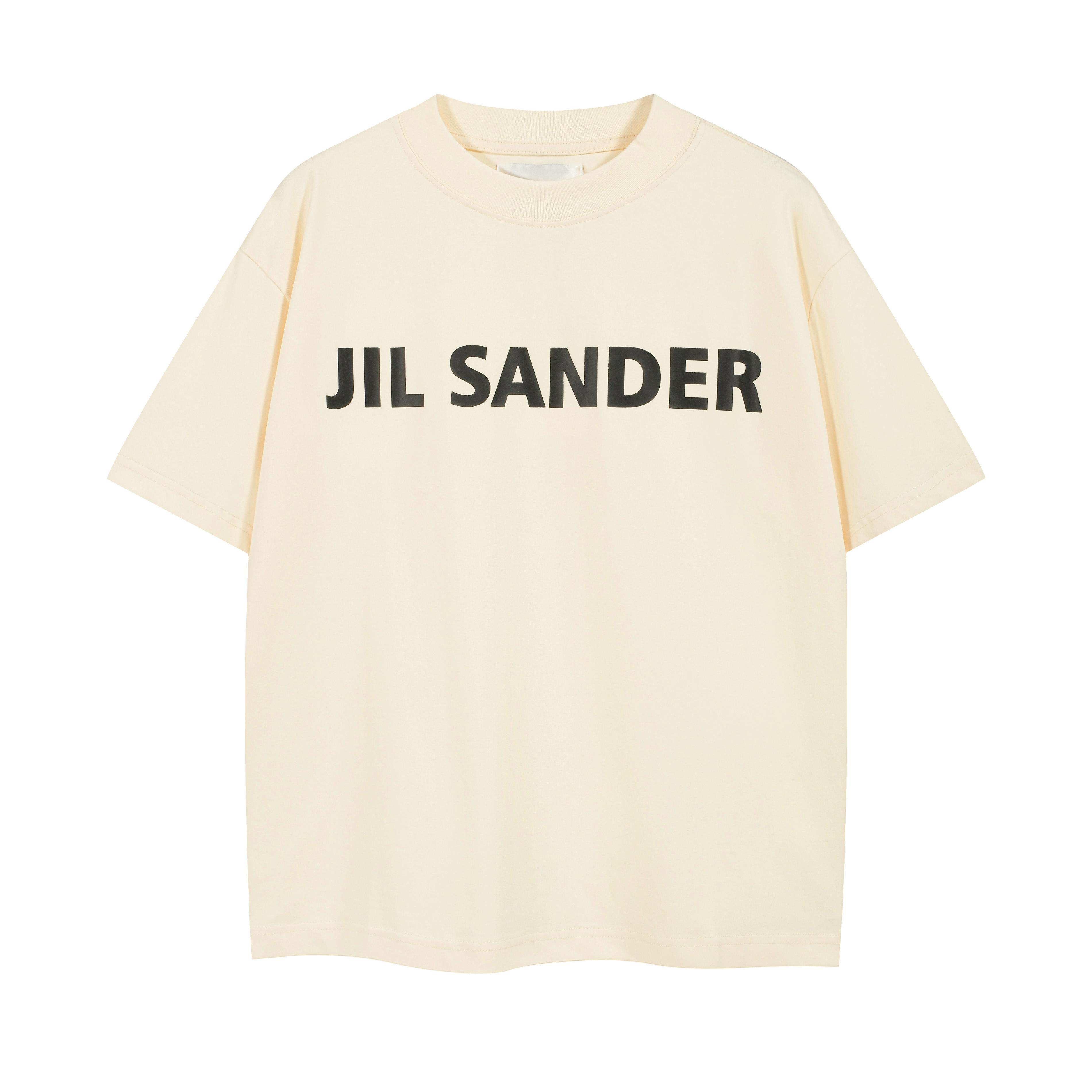 Jil Sander Ecru Oversized Logo T-Shirt - Black Print
