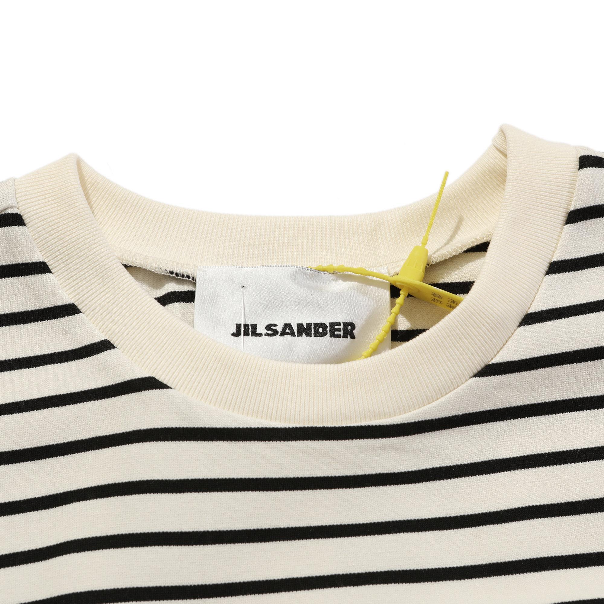 Jil Sander Striped Cotton T-Shirt - Breton Stripe Logo Tee