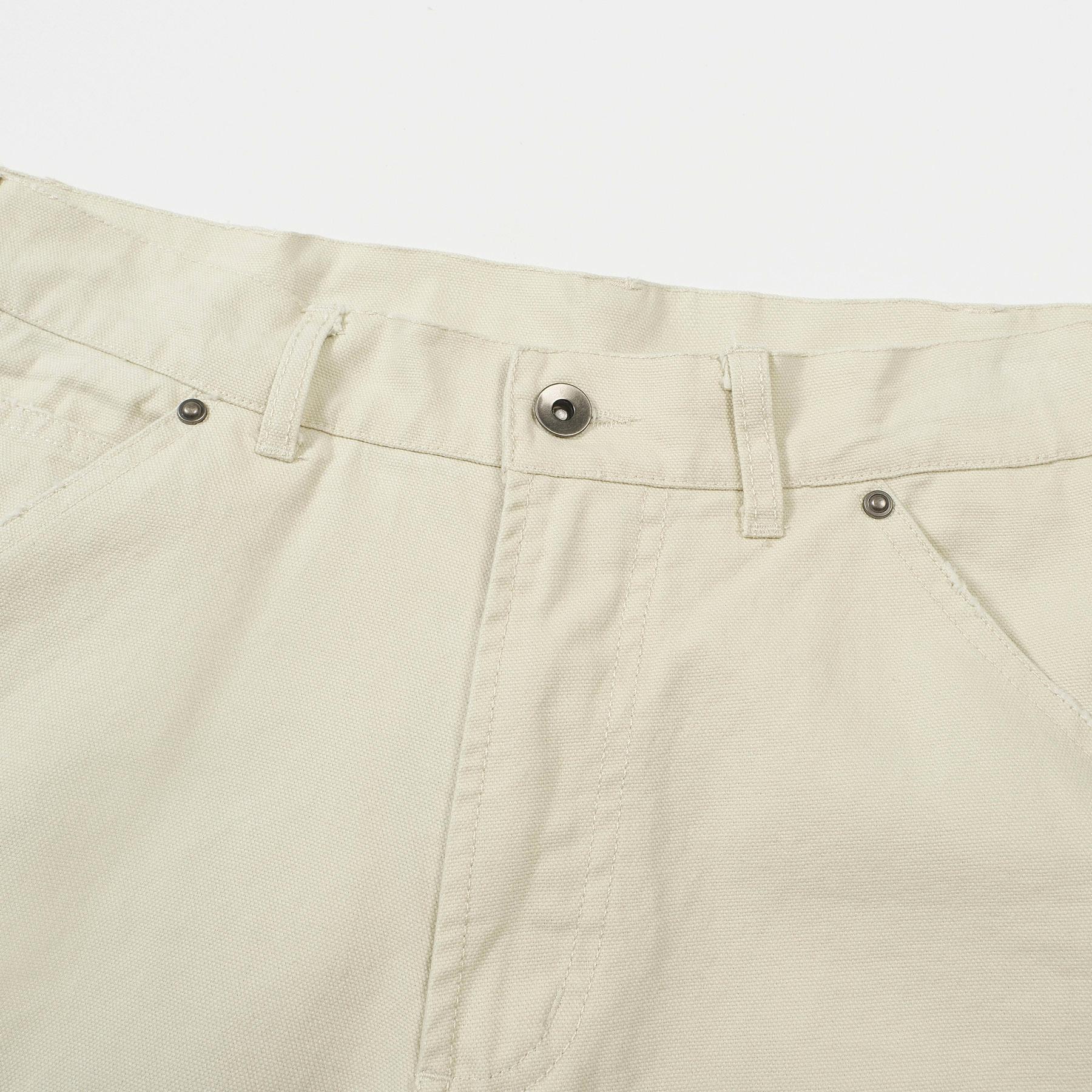 Margiela Ecru Workwear Deconstructed Canvas Shorts Raw Hem