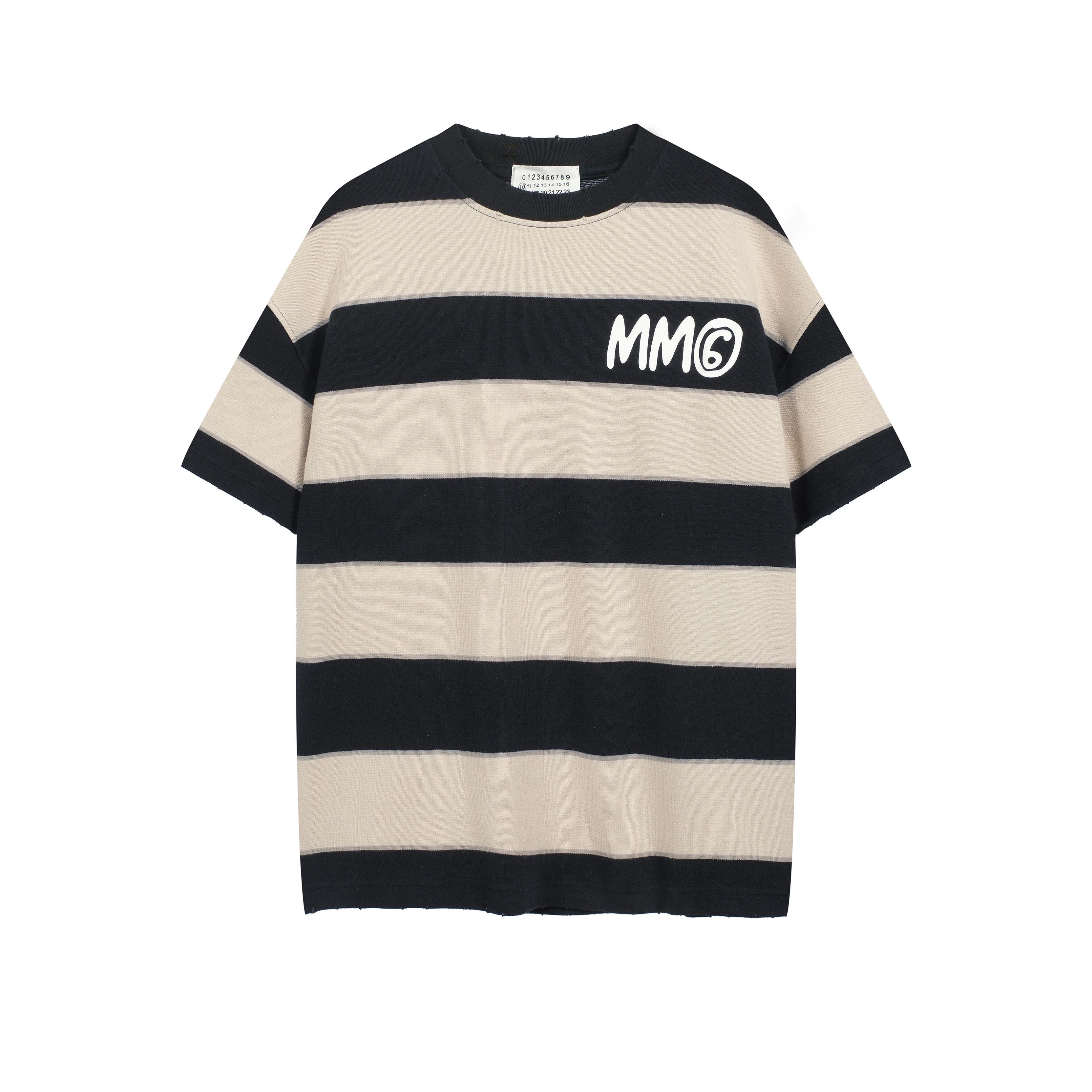 MM6 Maison Margiela Striped T-Shirt with Logo Print
