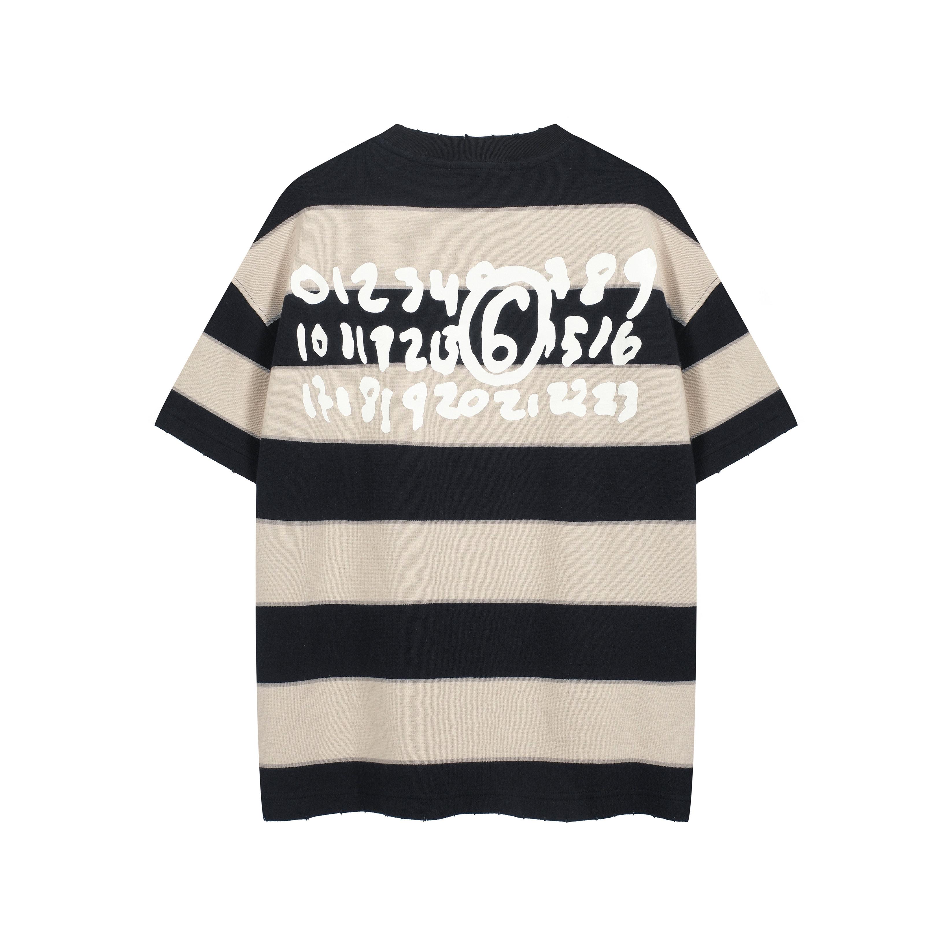 MM6 Maison Margiela Striped T-Shirt with Logo Print
