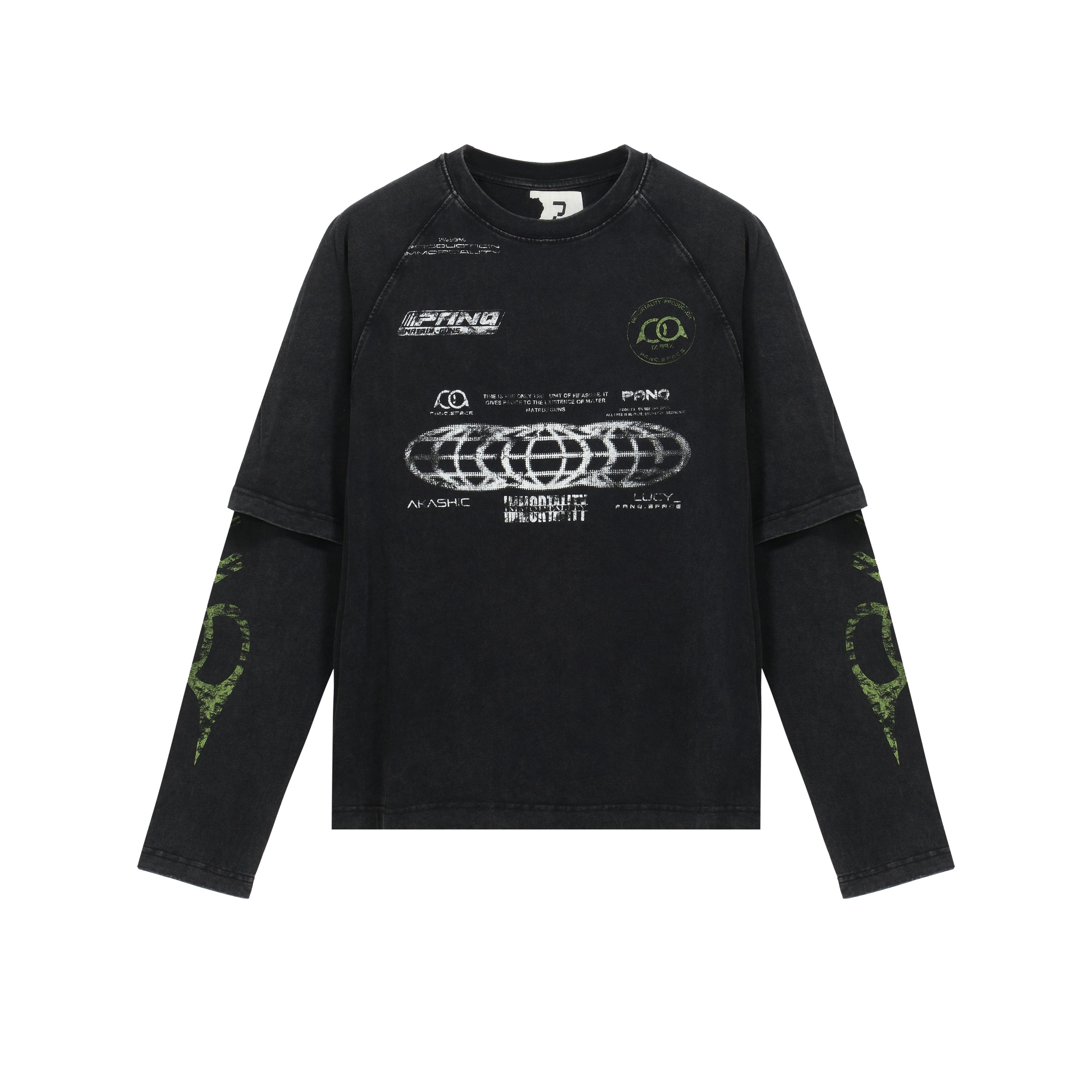 PANQL_S Cyber Graphic Layered Long-Sleeve T-Shirt