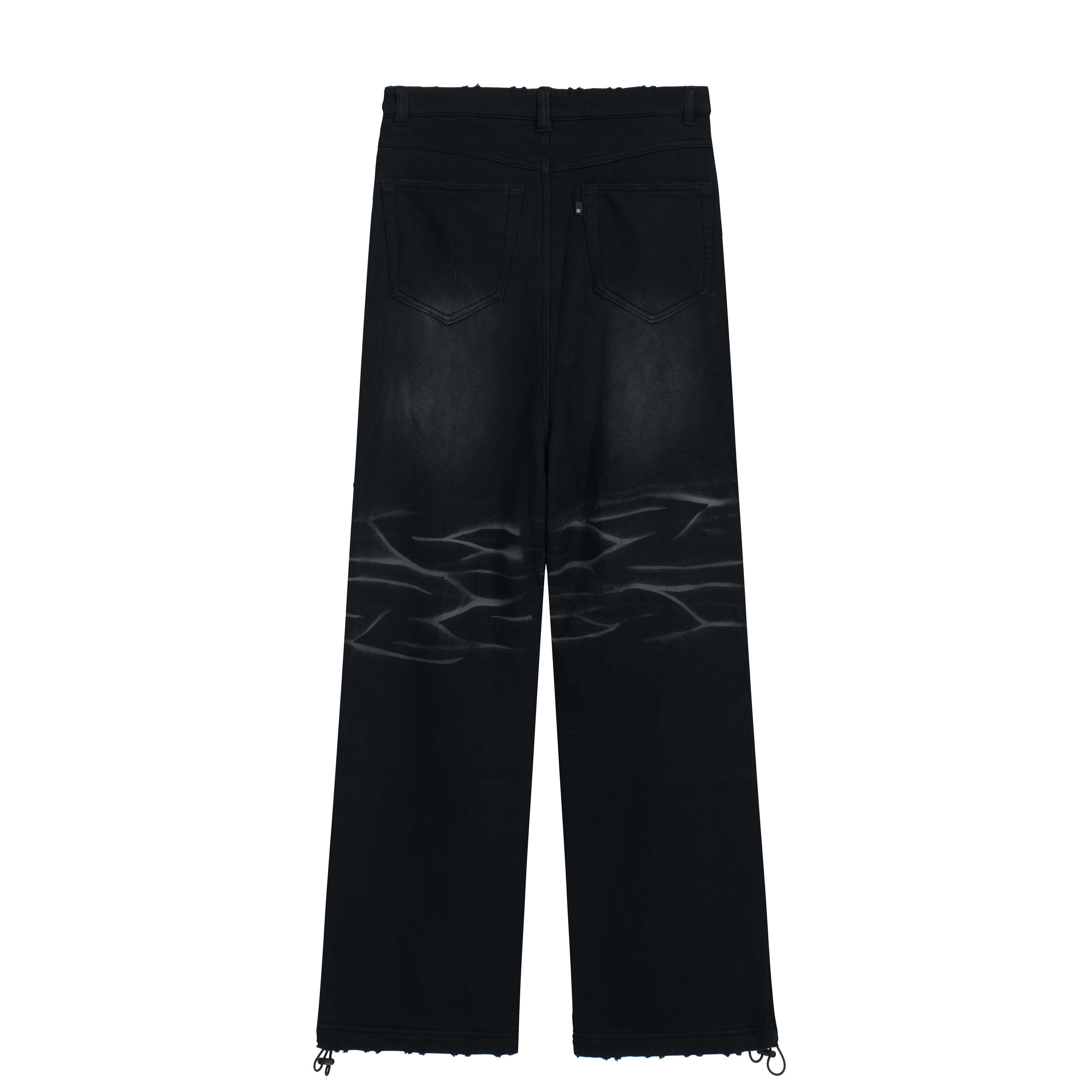 PROJECT G/R Black Washed Baggy Denim Toggles Jeans