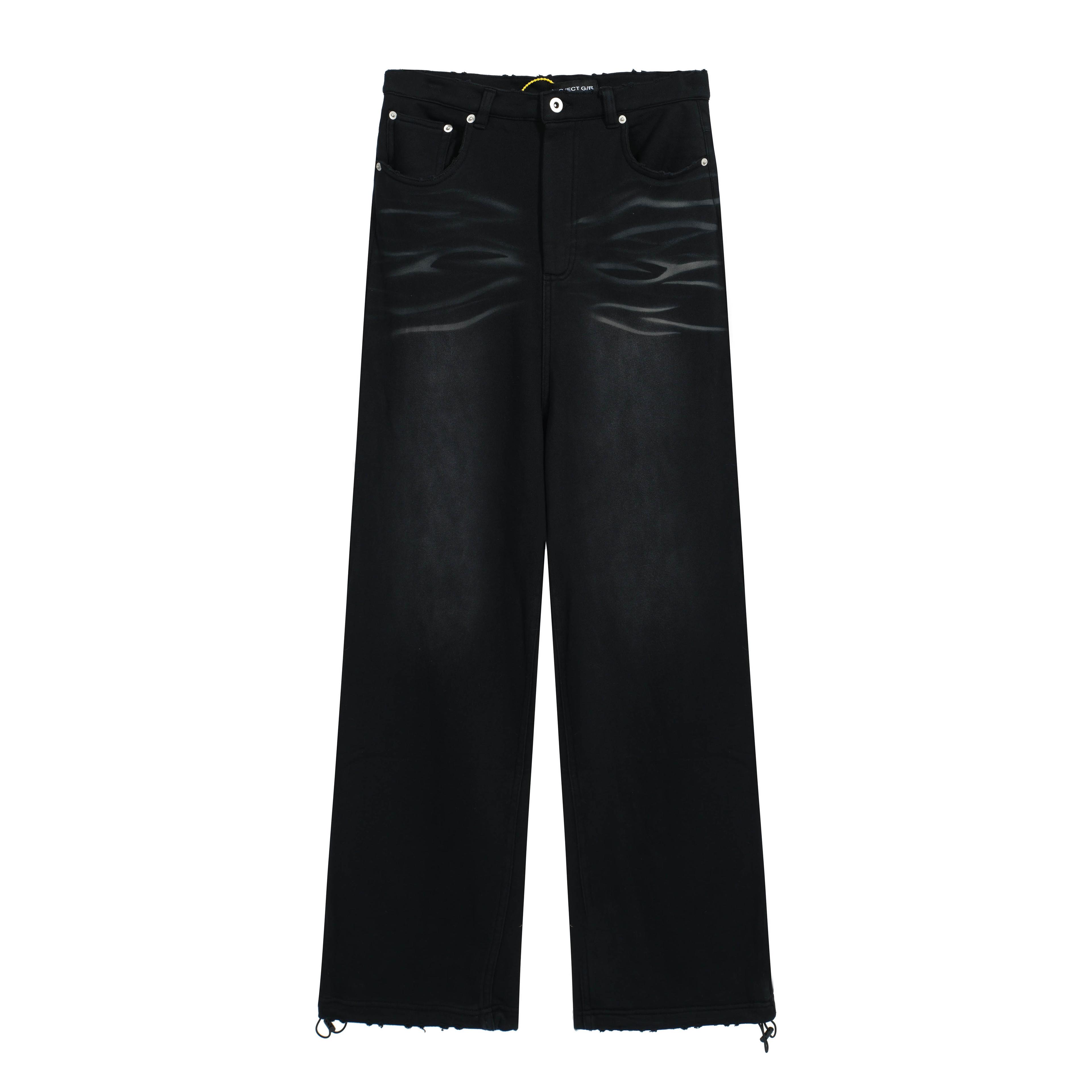 PROJECT G/R Black Washed Baggy Denim Toggles Jeans